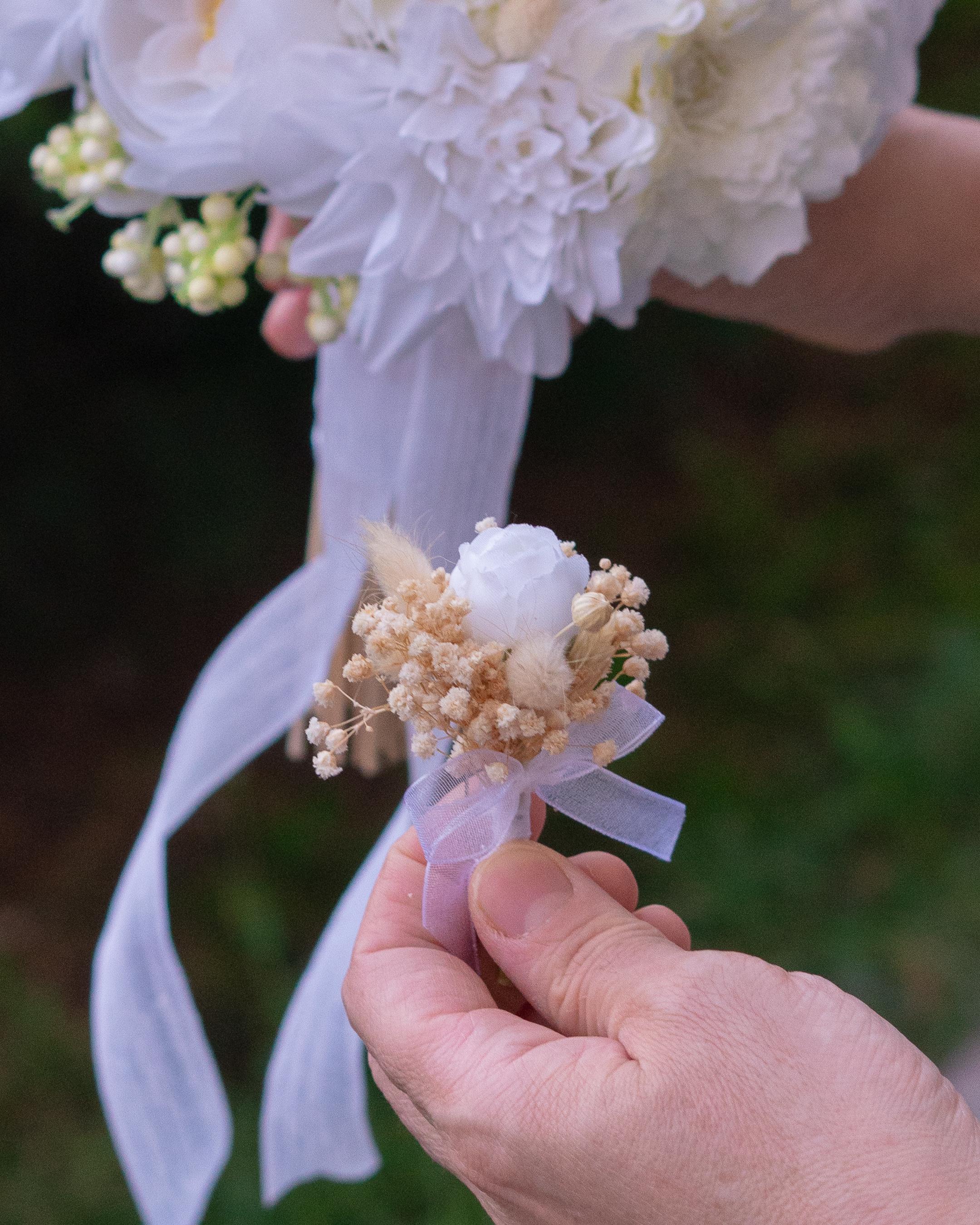 Yıldız Gelin Buketi Beyaz Renk Nişan Çiçeği Nikah El Çiçeği, Solmayan Yapay Çiçek