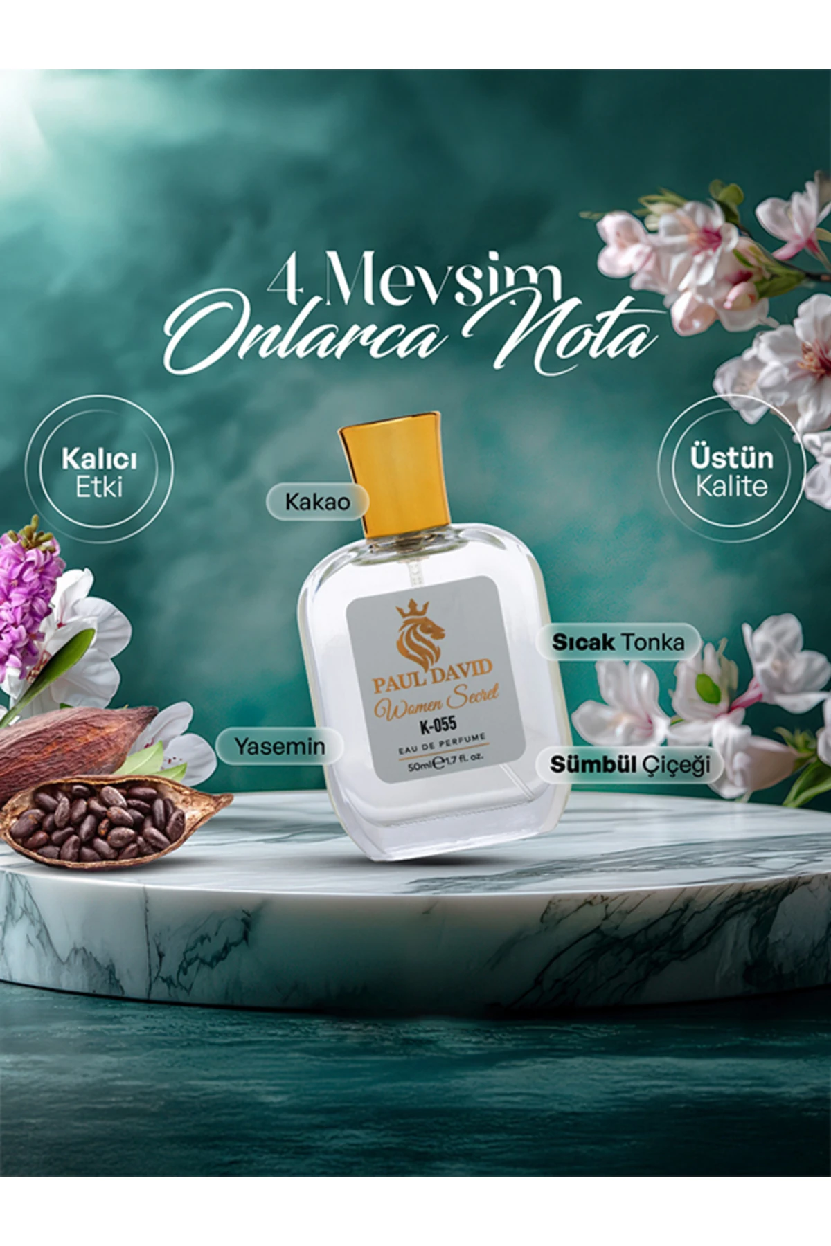 Hediyelik Set Özel Kadın Edp Parfüm Ve Kırmızı Deri Kartlık- Tonka, Kakao, Sümbül Notalari, K-055-8