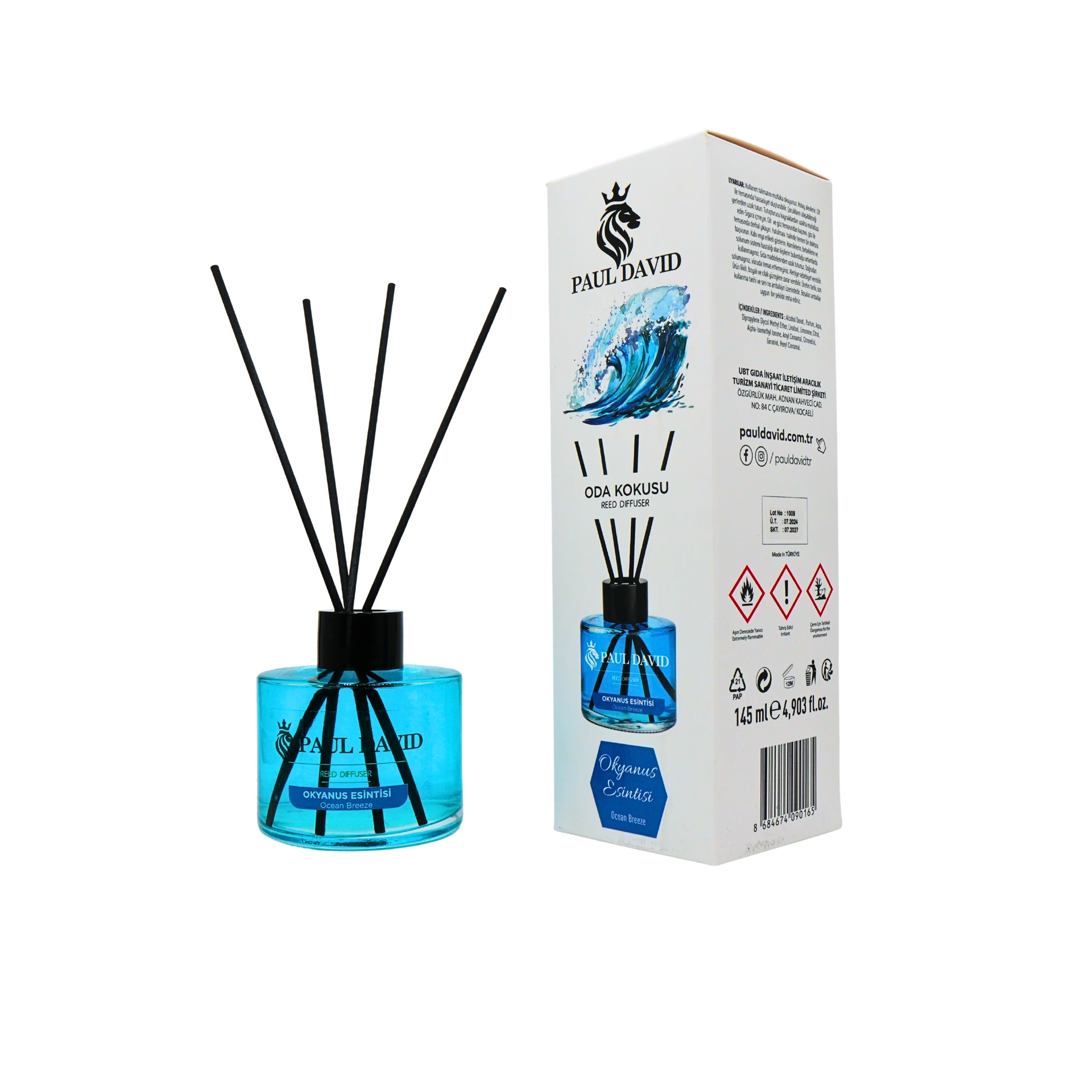 Okyanus Esintisi Yüksek Koku Yayılımlı Dekoratif Bambu Çubuklu Oda Kokusu 145 ml image