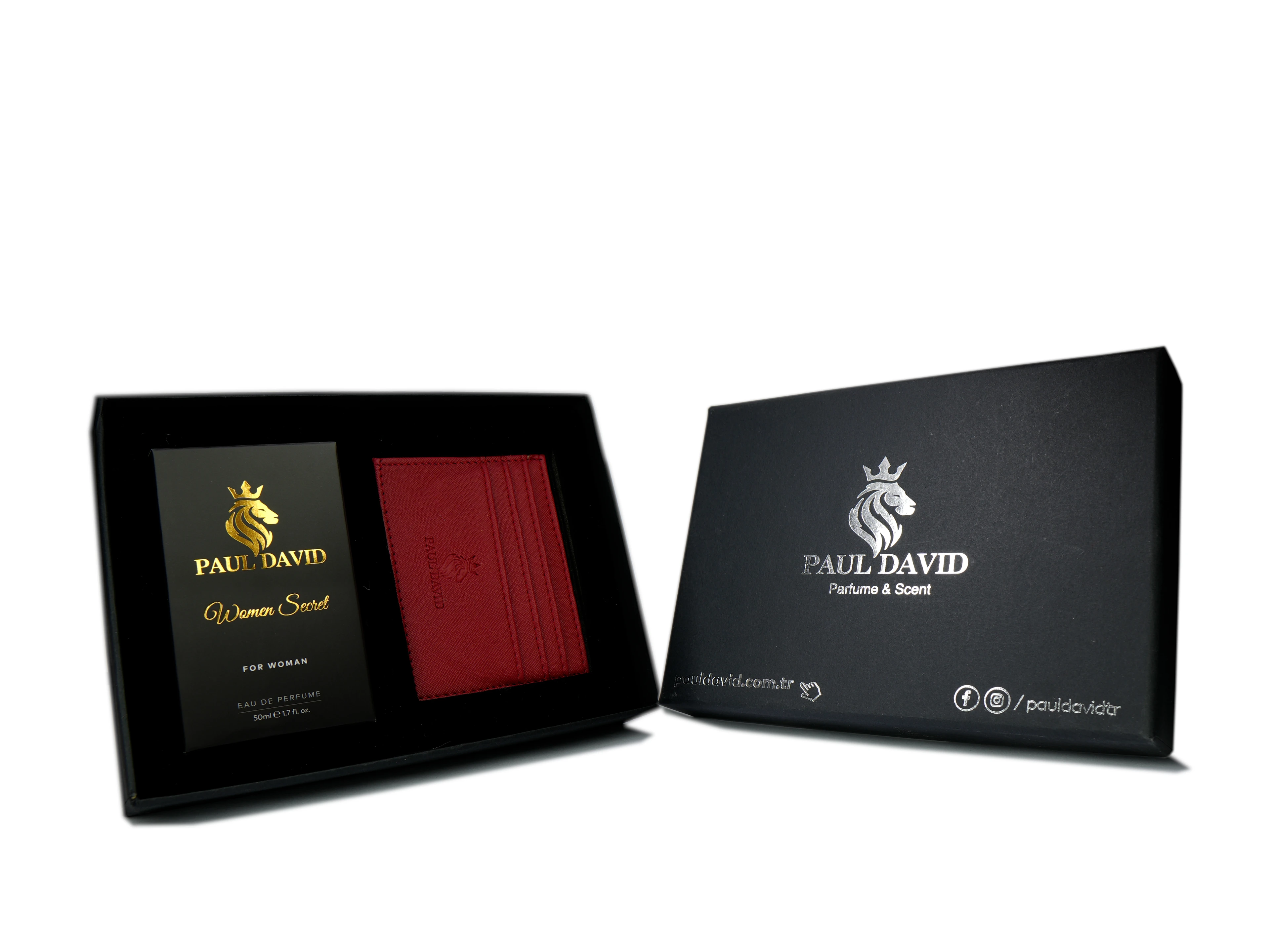 Hediyelik Set Özel Kadın Edp Parfüm Ve Turuncu Deri Kartlık- Vanilya, Kahve, Armut Notalari, K-307*5 image