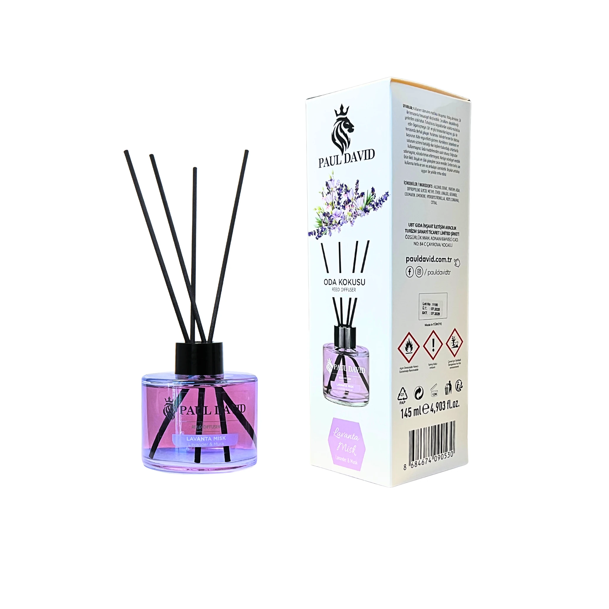 Lavanta Misk Yüksek Koku Yayılımlı Dekoratif Bambu Çubuklu Oda Kokusu 145 ml image