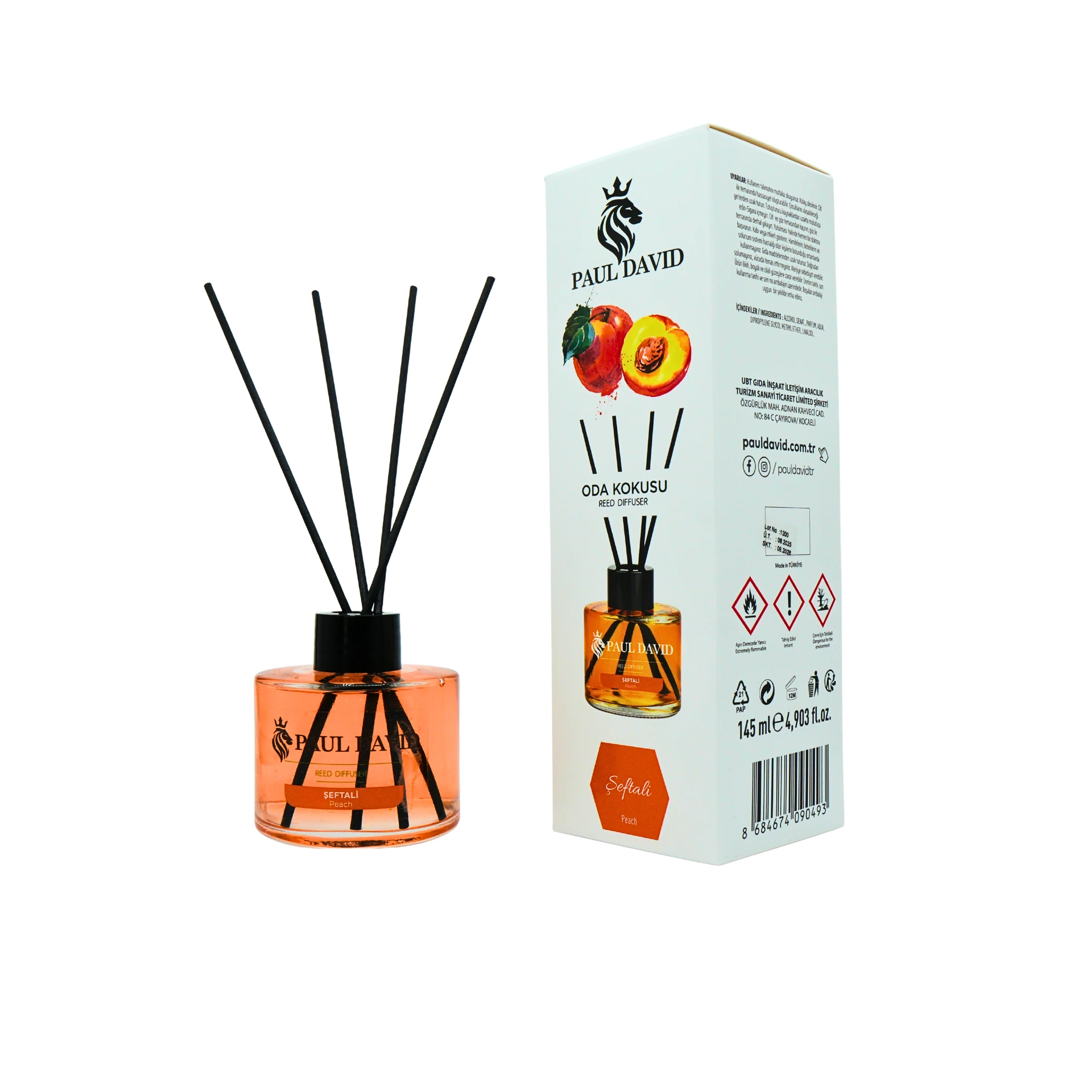 Şeftali Yüksek Koku Yayılımlı Dekoratif Bambu Çubuklu Oda Kokusu 145 ml image