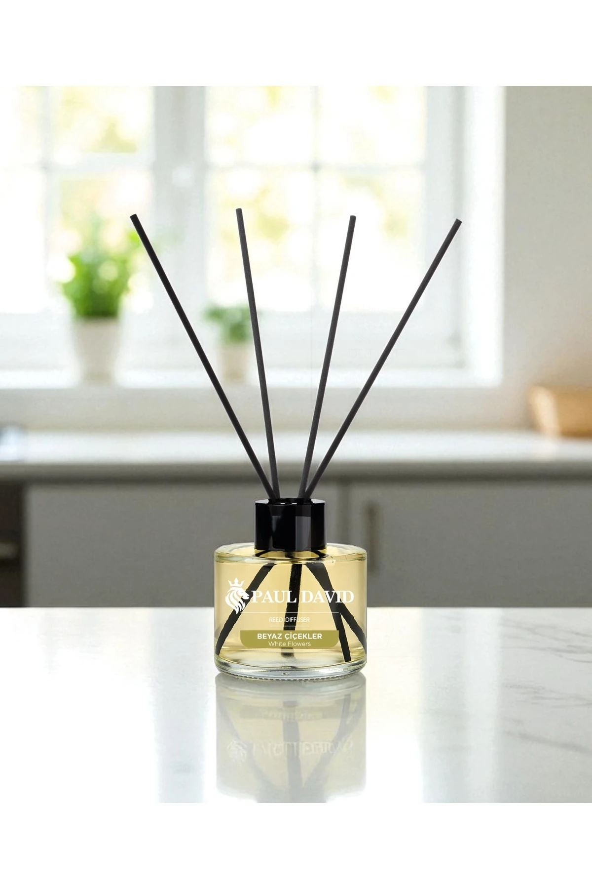 Beyaz Çiçekler Yüksek Koku Yayılımlı Dekoratif Bambu Çubuklu Oda Kokusu 145 ml