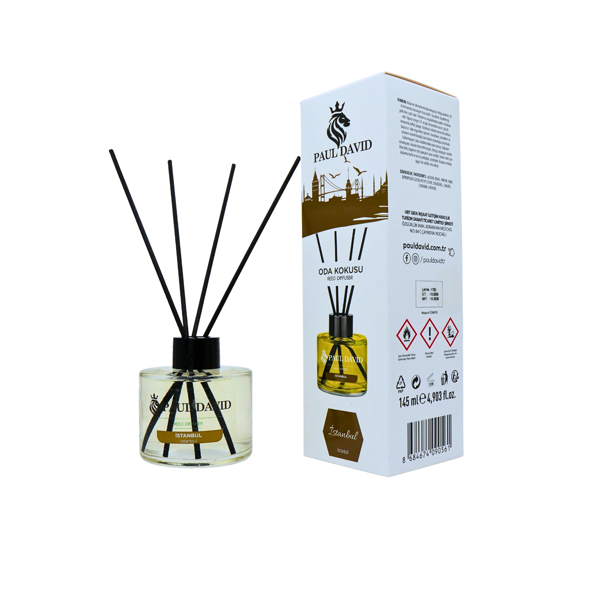 İstanbul Yüksek Koku Yayılımlı Dekoratif Bambu Çubuklu Oda Kokusu 145 ml image