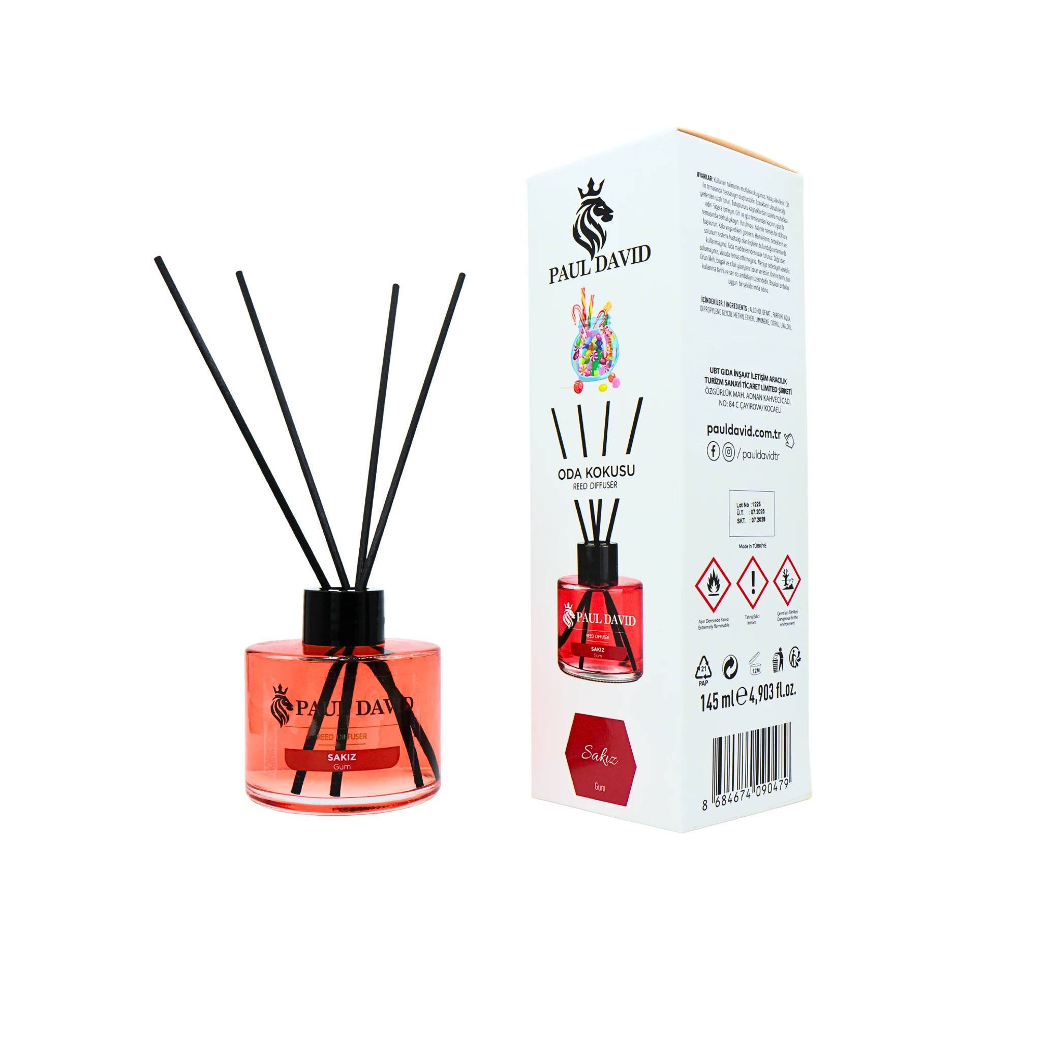 Sakız Yüksek Koku Yayılımlı Dekoratif Bambu Çubuklu Oda Kokusu 145 ml image