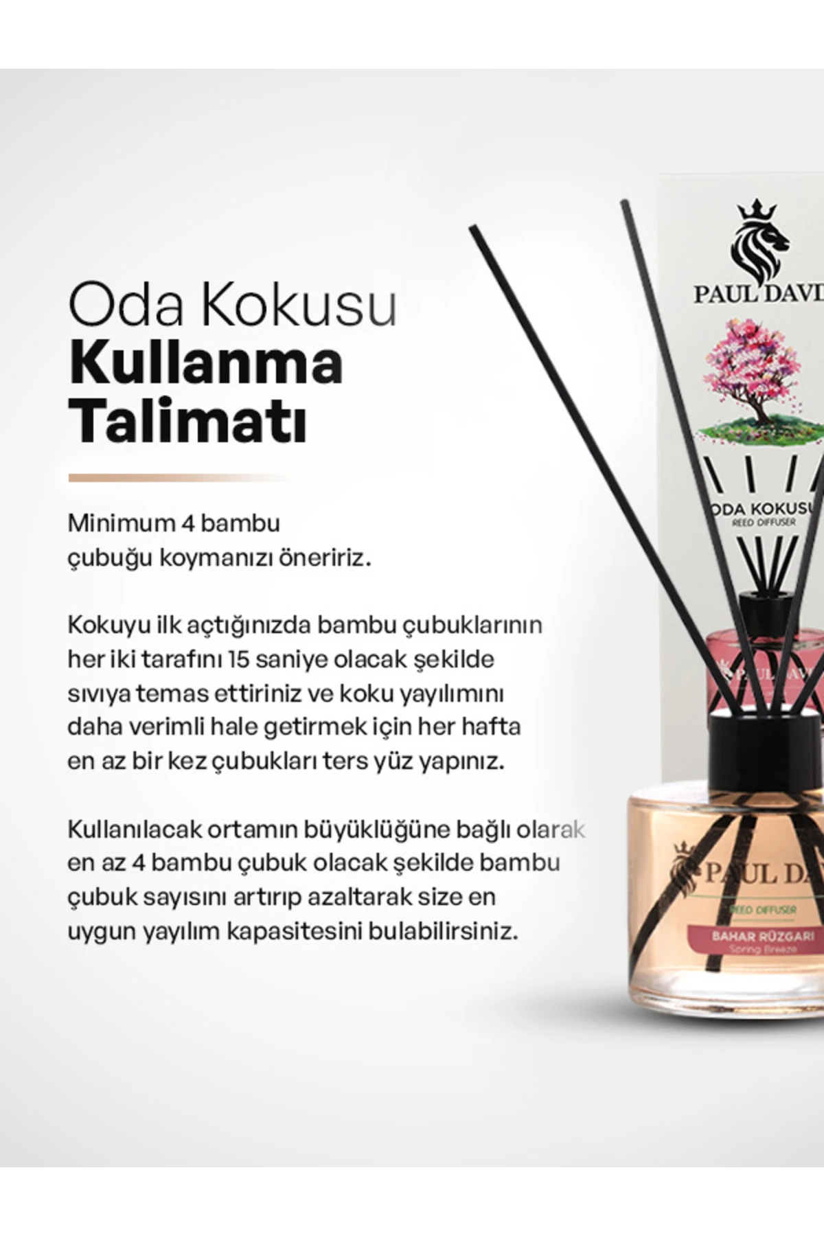 Bahar Esintisi Yüksek Koku Yayılımlı Dekoratif Bambu Çubuklu Oda Kokusu 145 ml