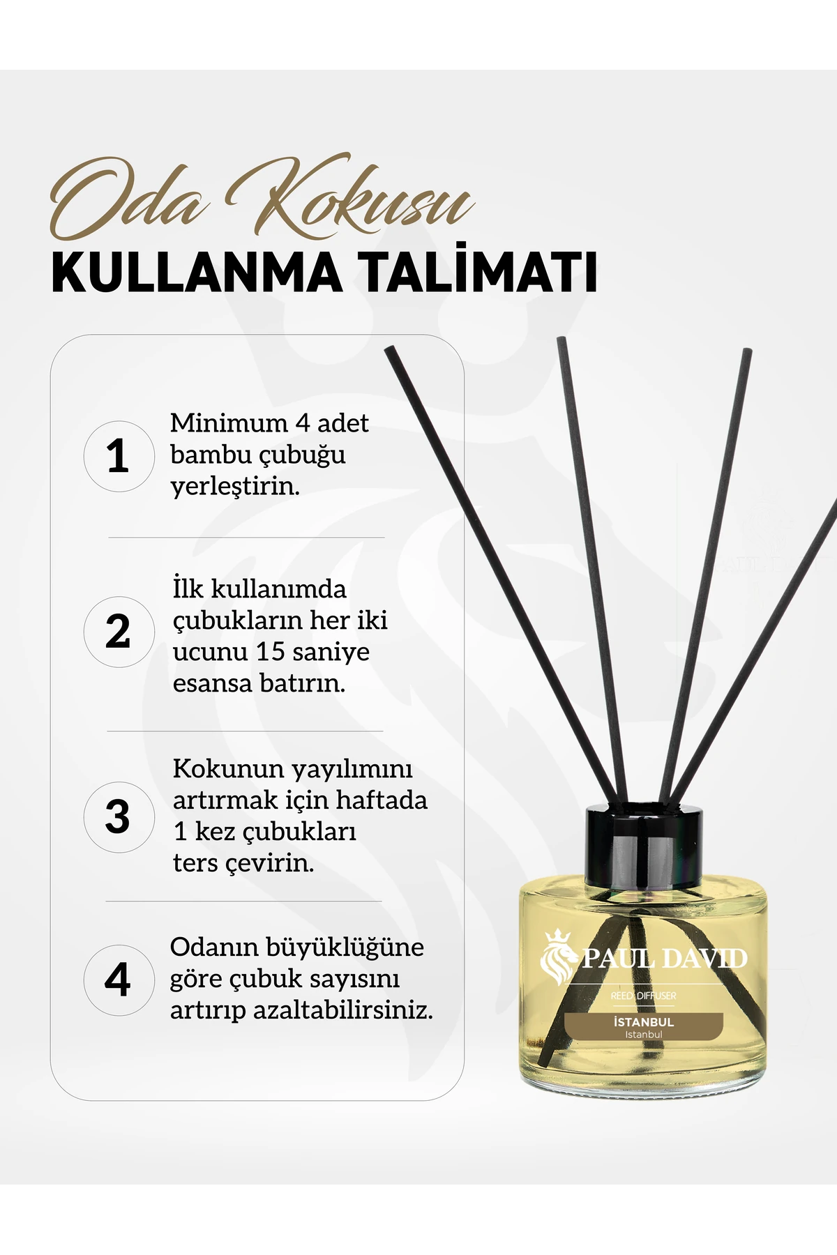 İstanbul Yüksek Koku Yayılımlı Dekoratif Bambu Çubuklu Oda Kokusu 145 ml