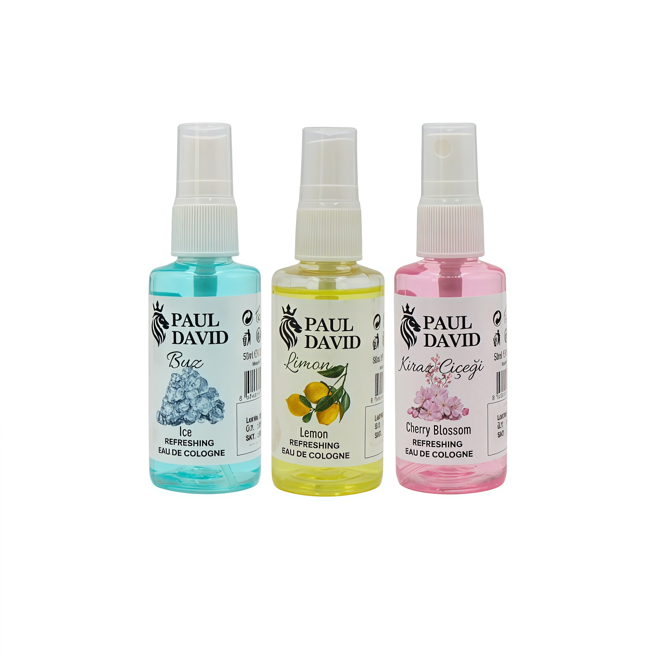 Çanta Cep Boy 50ml 80° Kolonya Kiraz Çiçeği, Limon, Buz, 3'lü Set image