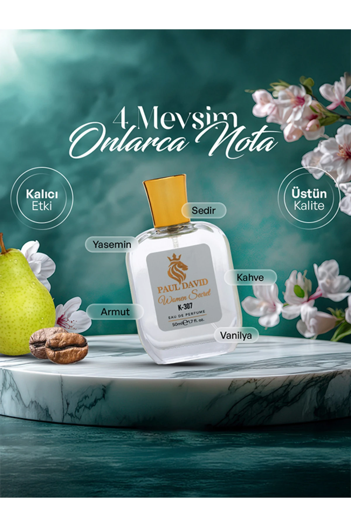 K-307 Oryantal Vanilya Kadın Parfüm EDP Uzun Süre Kalıcı 50 ml