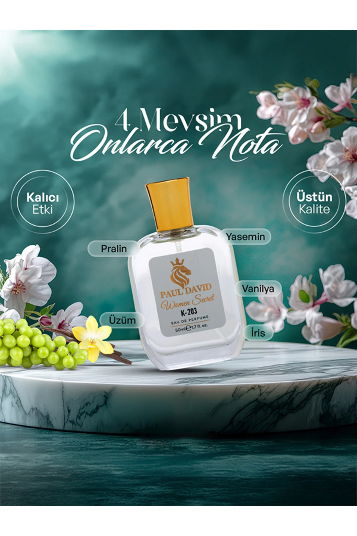 Hediyelik Set Özel Kadın Edp Parfüm Ve Mor Deri Kartlık- Pralin, Vanilya, Yasemin Notalari, K-203