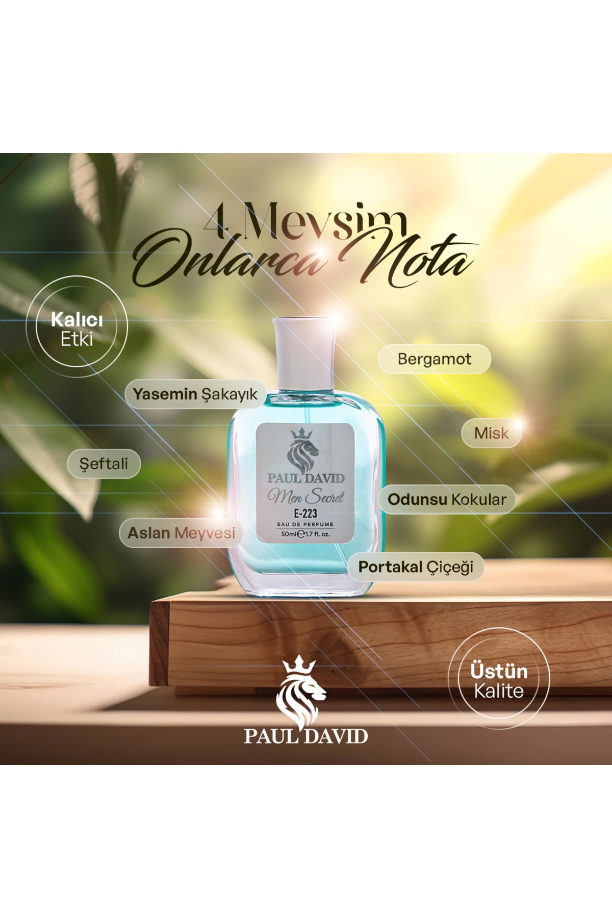 Hediyelik Set Özel Erkek Edp Parfüm Ve Siyah Deri Kartlık- Bergamot, Mandalina Notalari, E-223