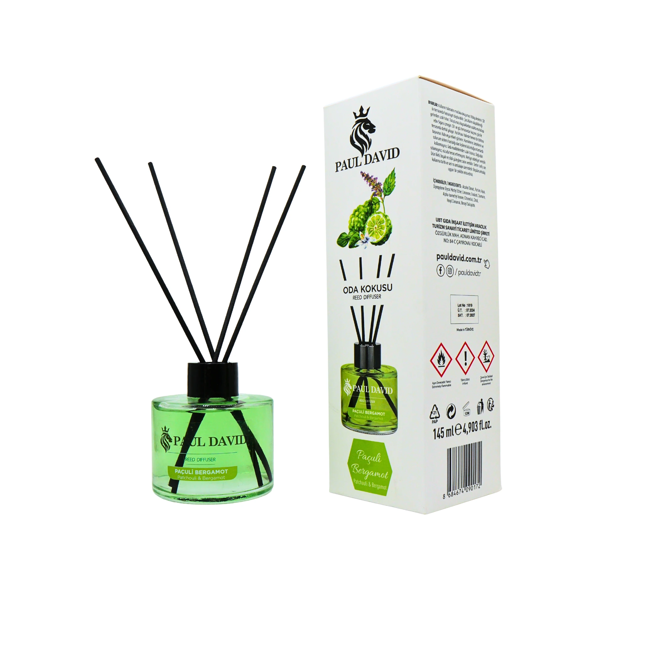Paçuli & Bergamot Yüksek Koku Yayılımlı Dekoratif Bambu Çubuklu Oda Kokusu 145 ml image