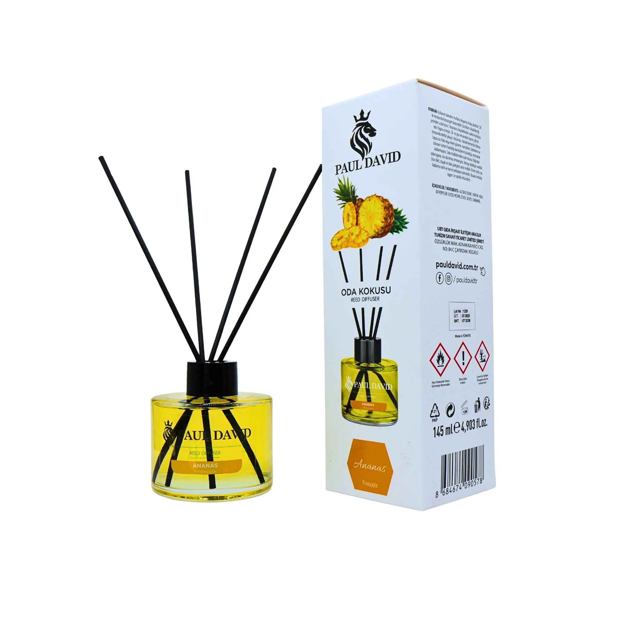 Ananas Yüksek Koku Yayılımlı Dekoratif Bambu Çubuklu Oda Kokusu 145 ml image