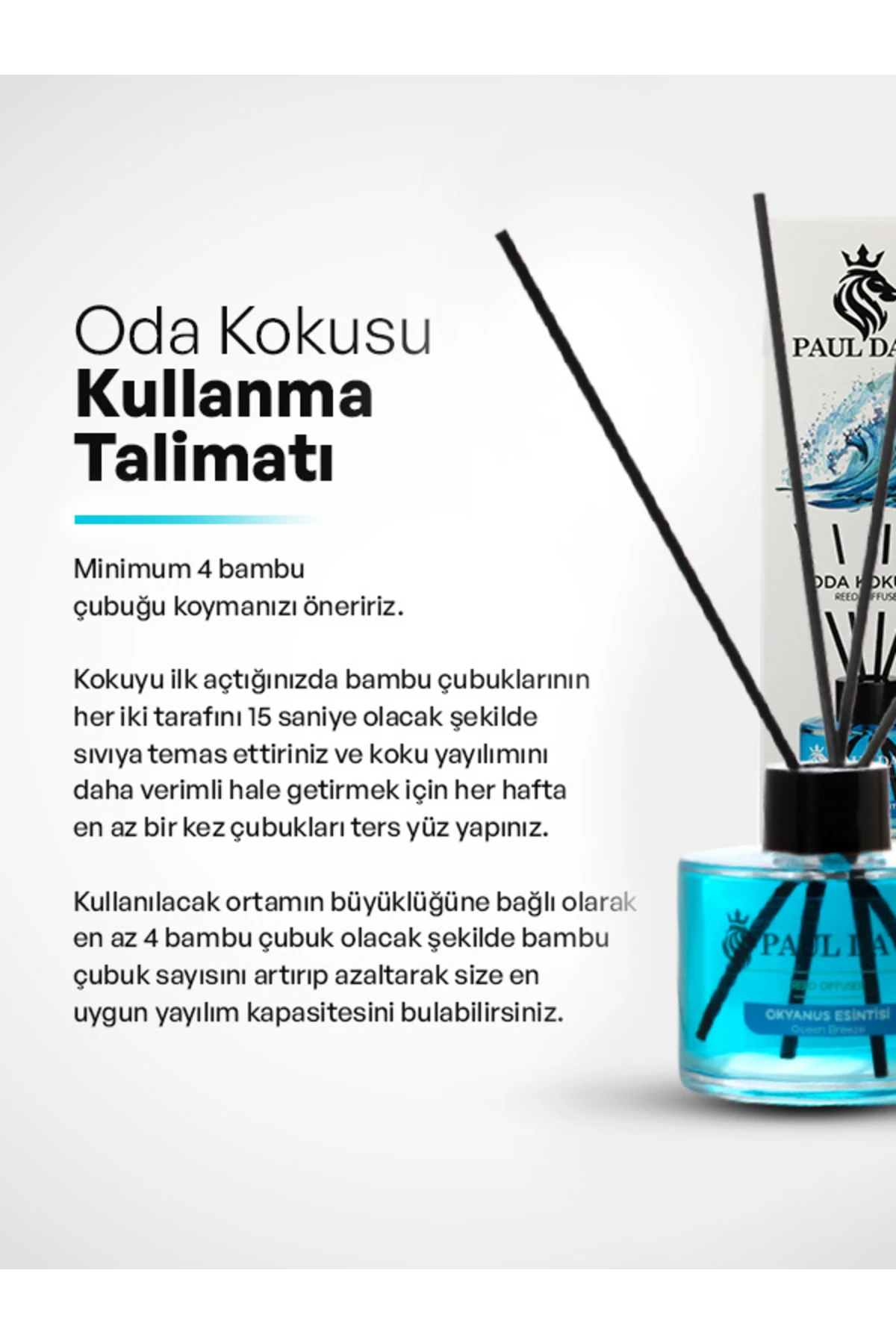Okyanus Esintisi Yüksek Koku Yayılımlı Dekoratif Bambu Çubuklu Oda Kokusu 145 ml