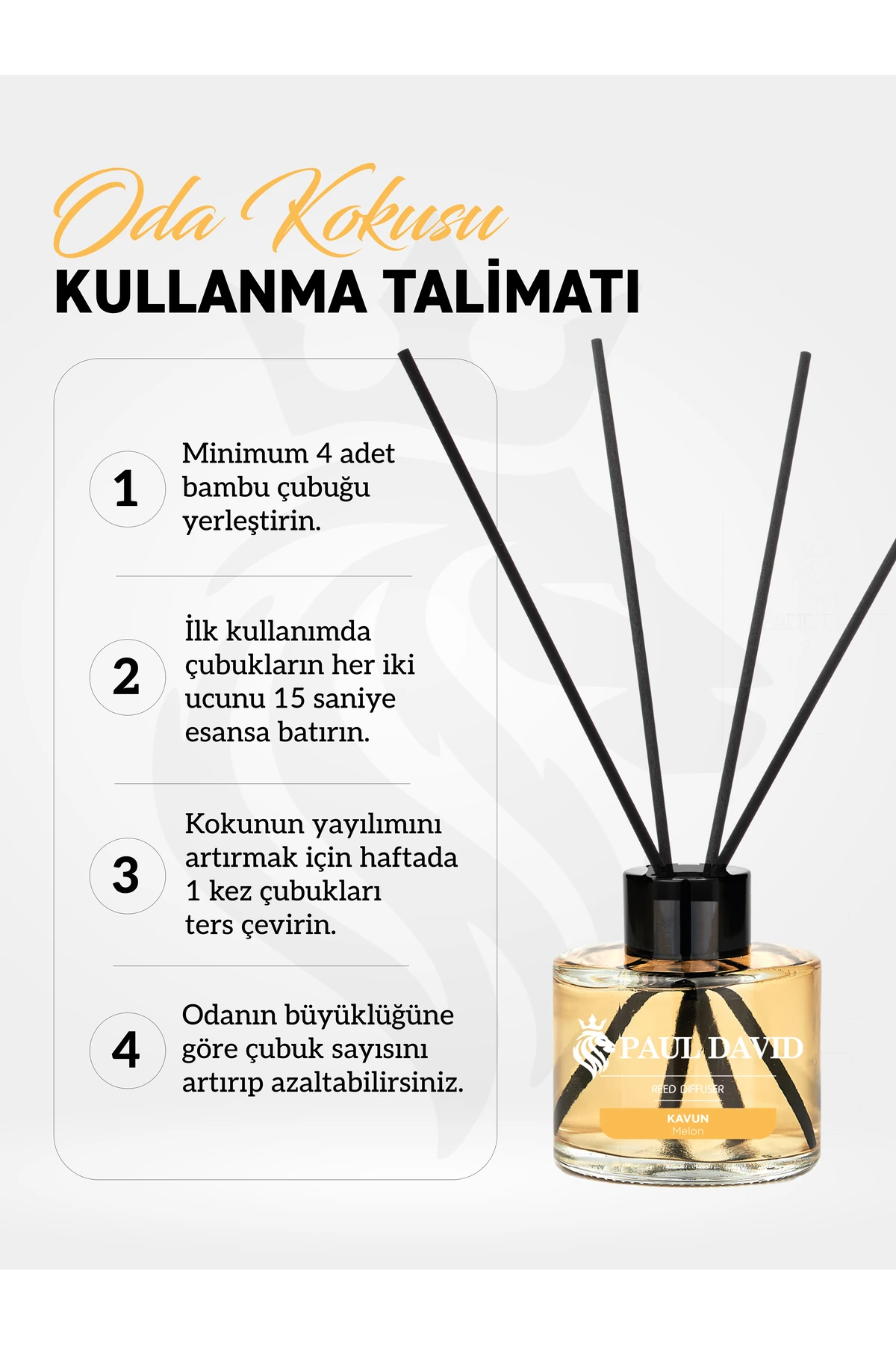 Kavun Yüksek Koku Yayılımlı Dekoratif Bambu Çubuklu Oda Kokusu 145 ml