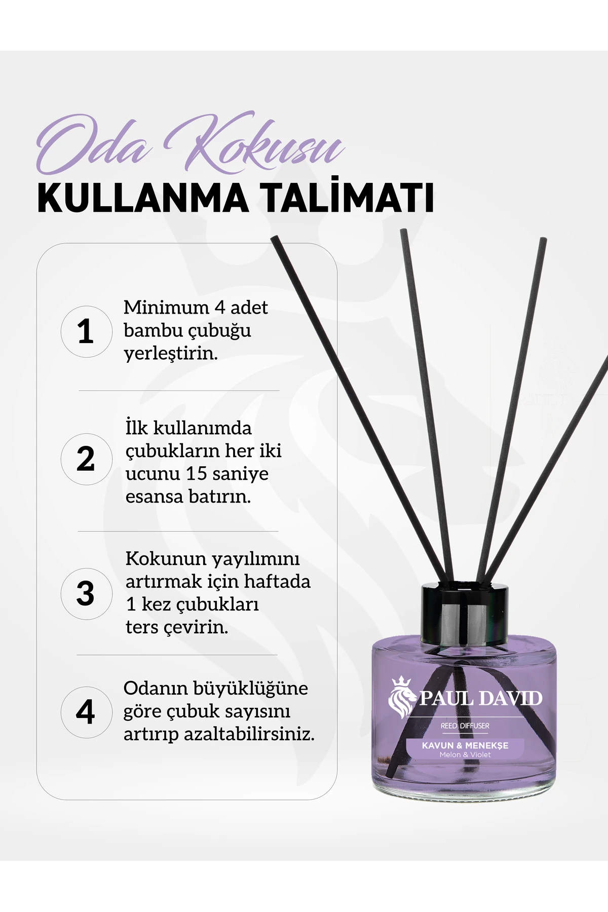 Kavun & Menekşe Yüksek Koku Yayılımlı Dekoratif Bambu Çubuklu Oda Kokusu 145 ml