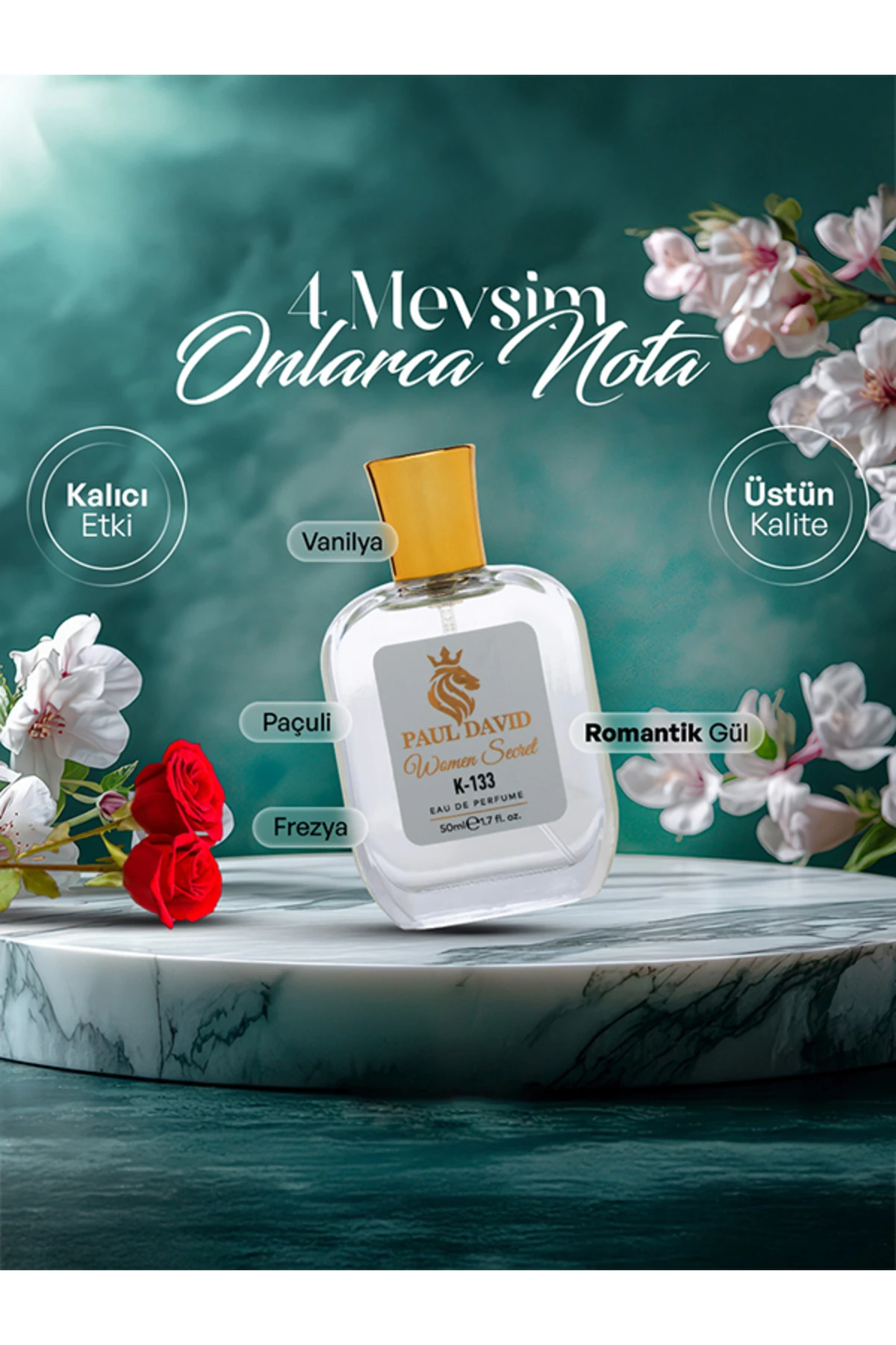 Hediyelik Set Özel Kadın Edp Parfüm Ve Lila Deri Kartlık- Paçuli, Gül, Frezya Notalari, K-133-10