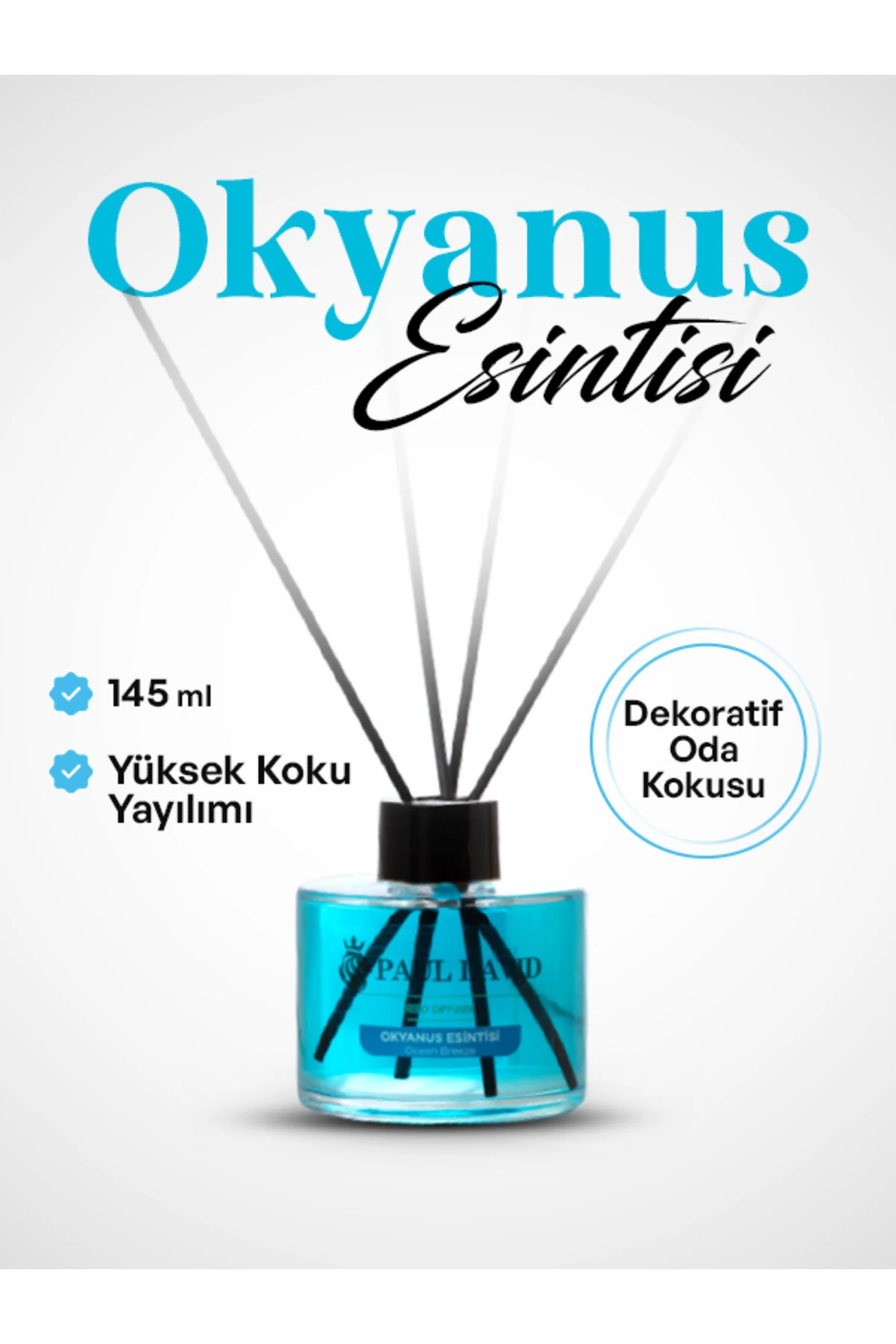 Okyanus Esintisi Yüksek Koku Yayılımlı Dekoratif Bambu Çubuklu Oda Kokusu 145 ml