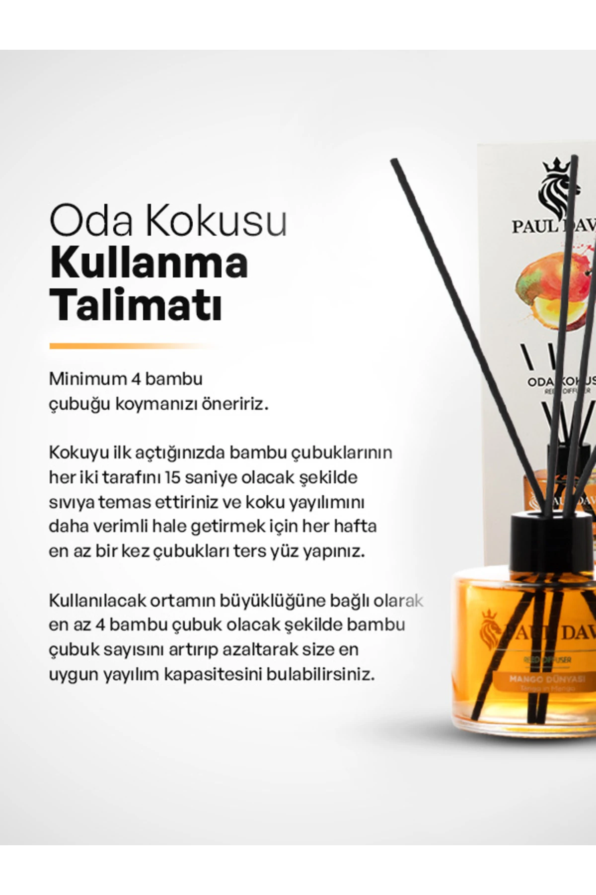 Mango Dünyası Yüksek Koku Yayılımlı Dekoratif Bambu Çubuklu Oda Kokusu 145 ml