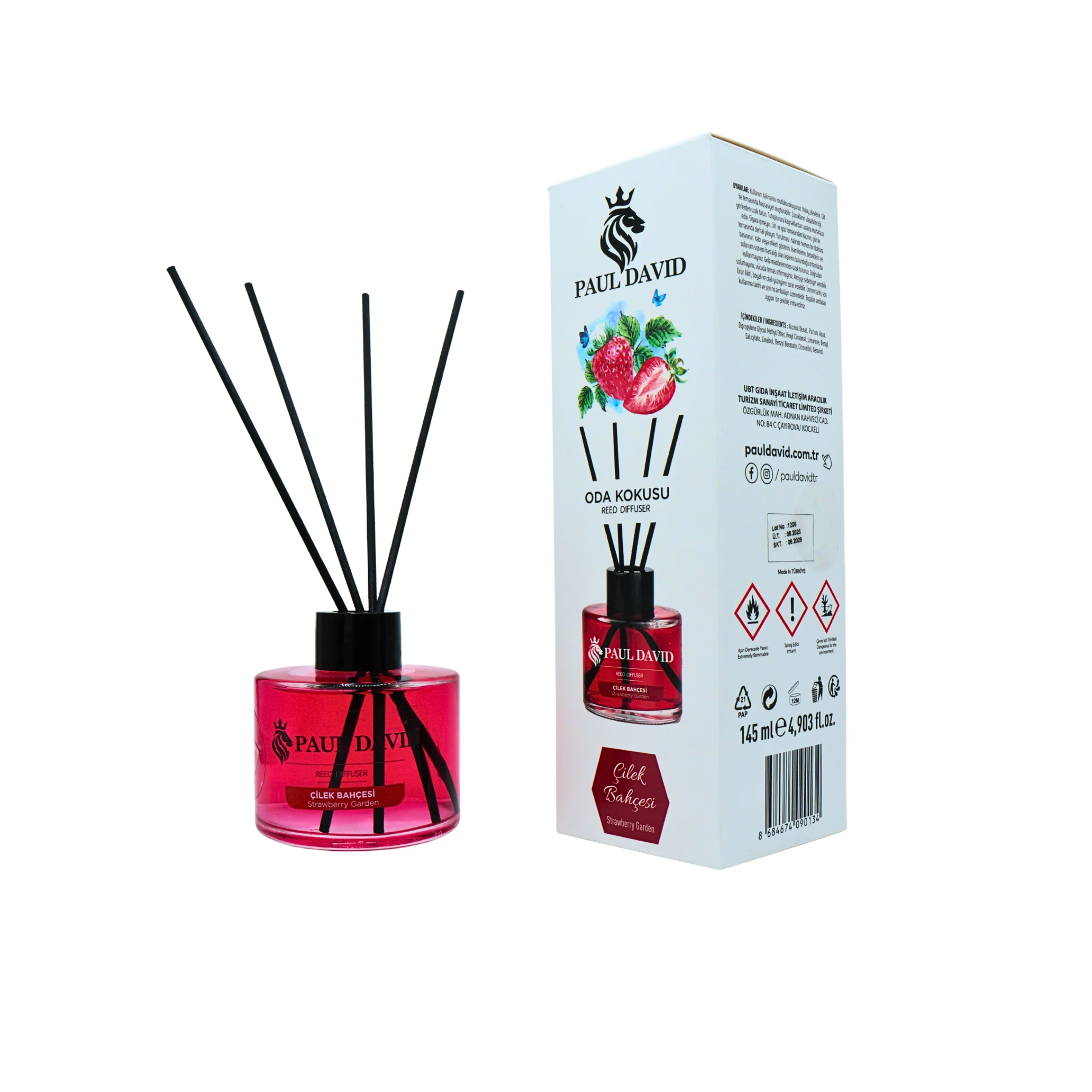 Çilek Bahçesi Yüksek Koku Yayılımlı Dekoratif Bambu Çubuklu Oda Kokusu 145 ml image