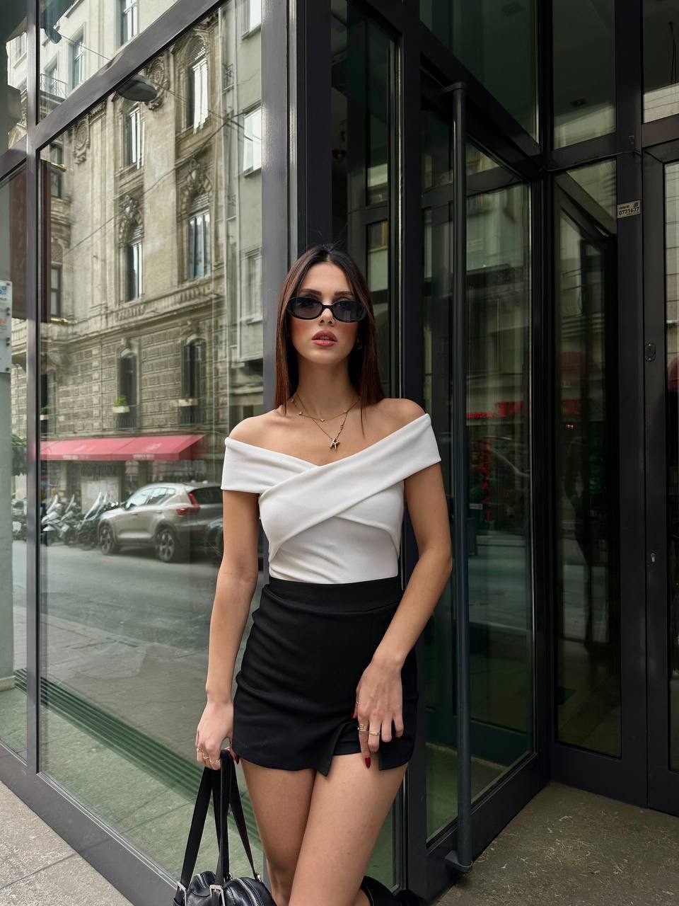 CROSS COLLAR MADONNA BLOUSE