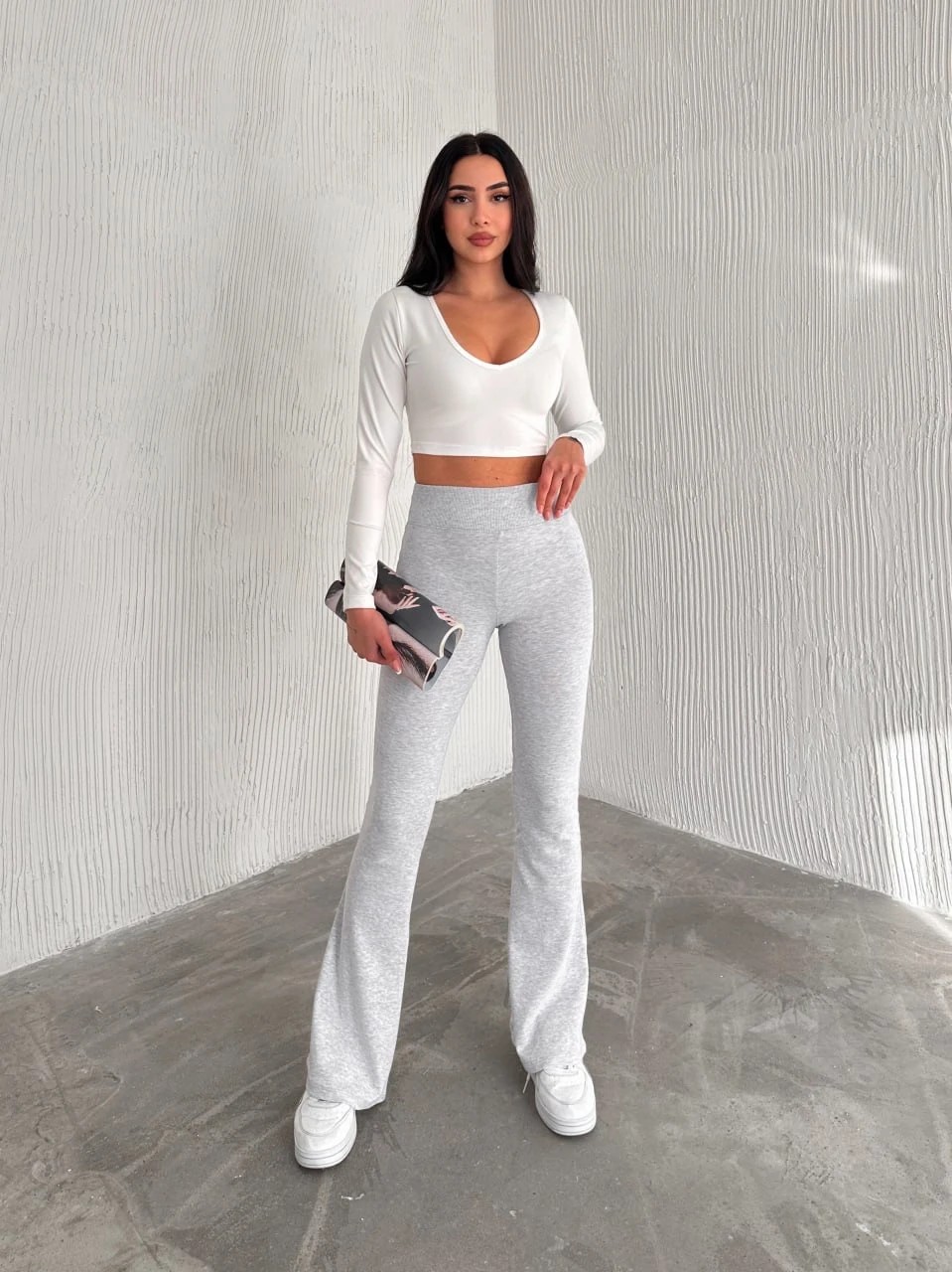 COMBED SPANISH LEGGINGS - Gri