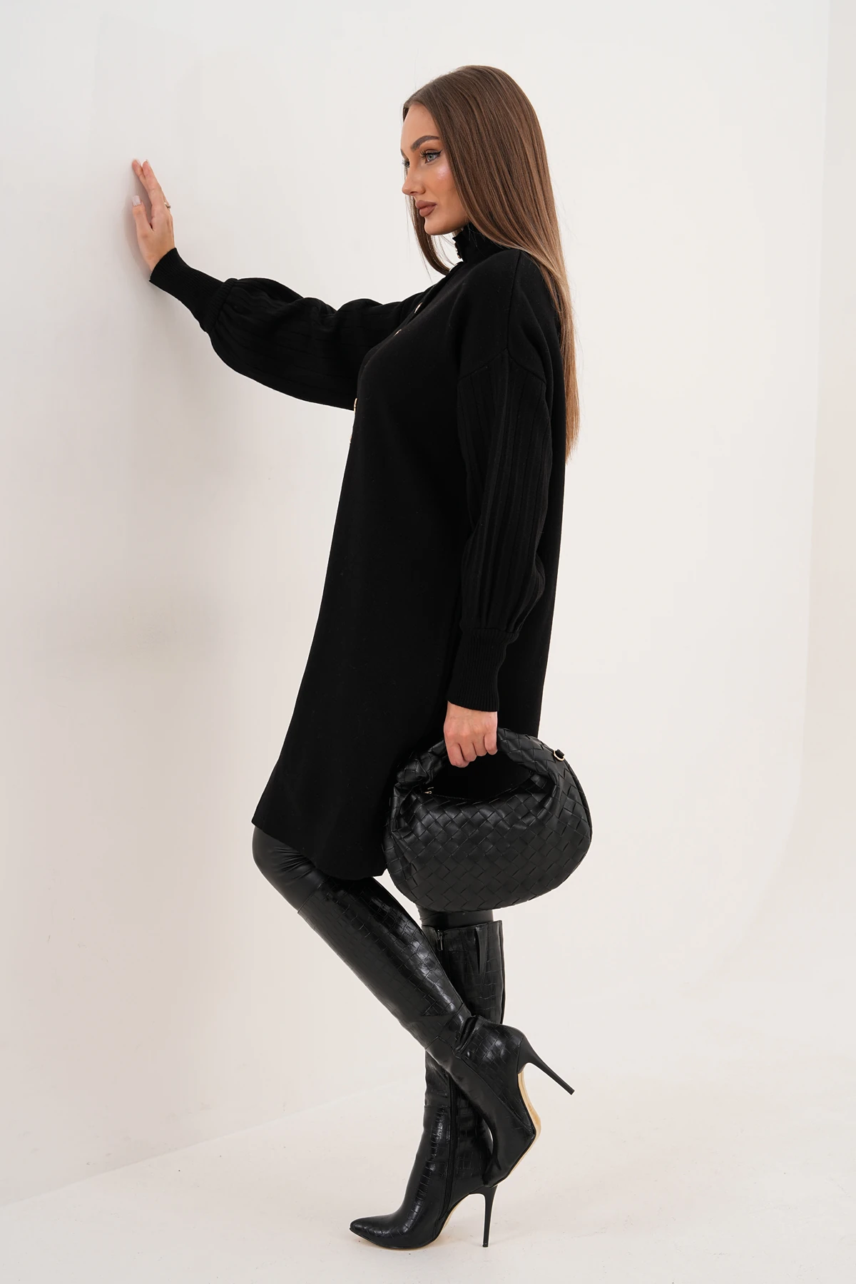 Önü Düğmeli Uzun Triko Hırka