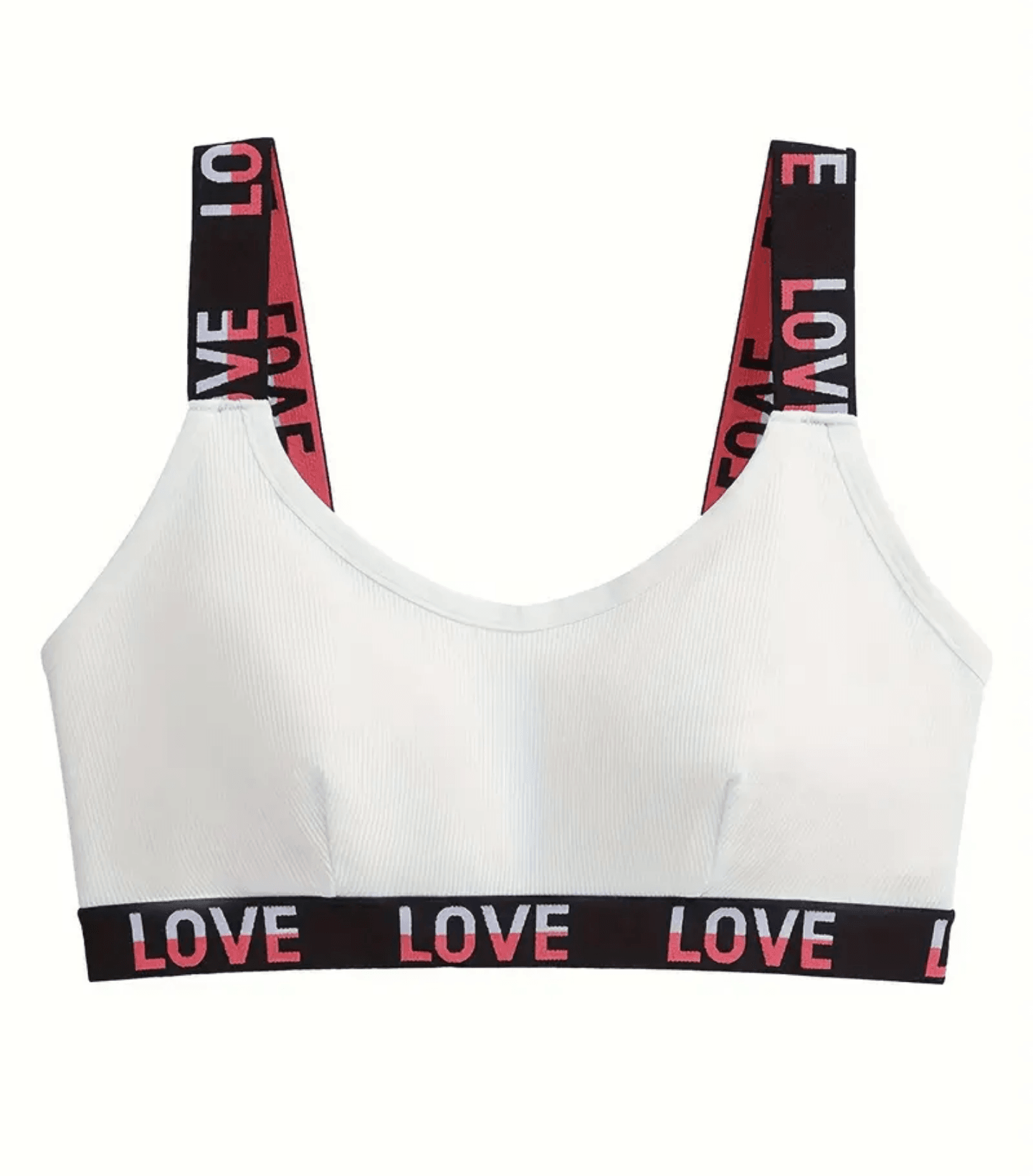 "LOVE" Baskılı Spor Sütyeni Siyah - Beyaz 2 Adet Nefes Alabilir Kendinden Çizgi Desenli Spor Sütyeni Rahat Giyim