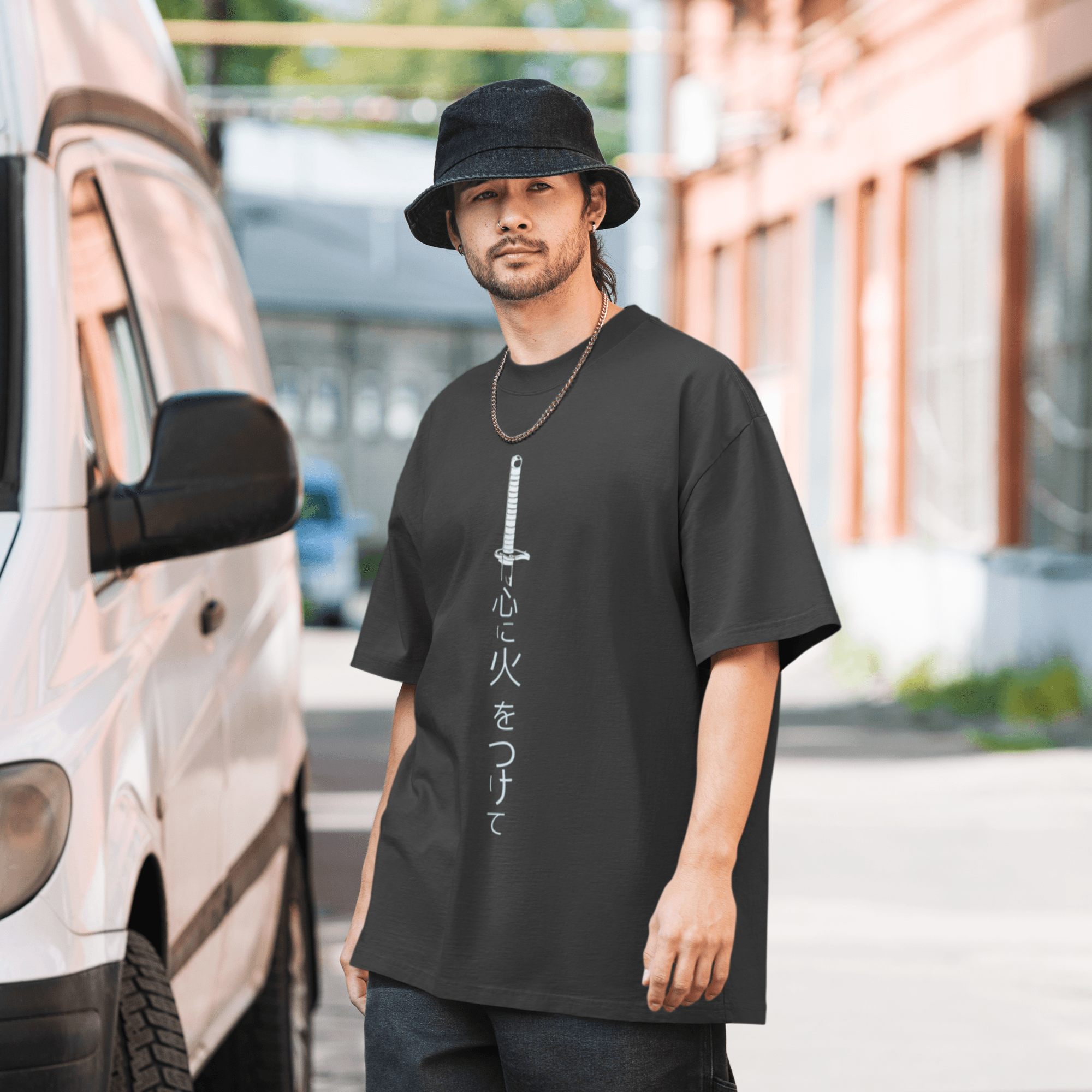 Japanese Embroidered Sword Oversized Faded T-Shirt main variant image