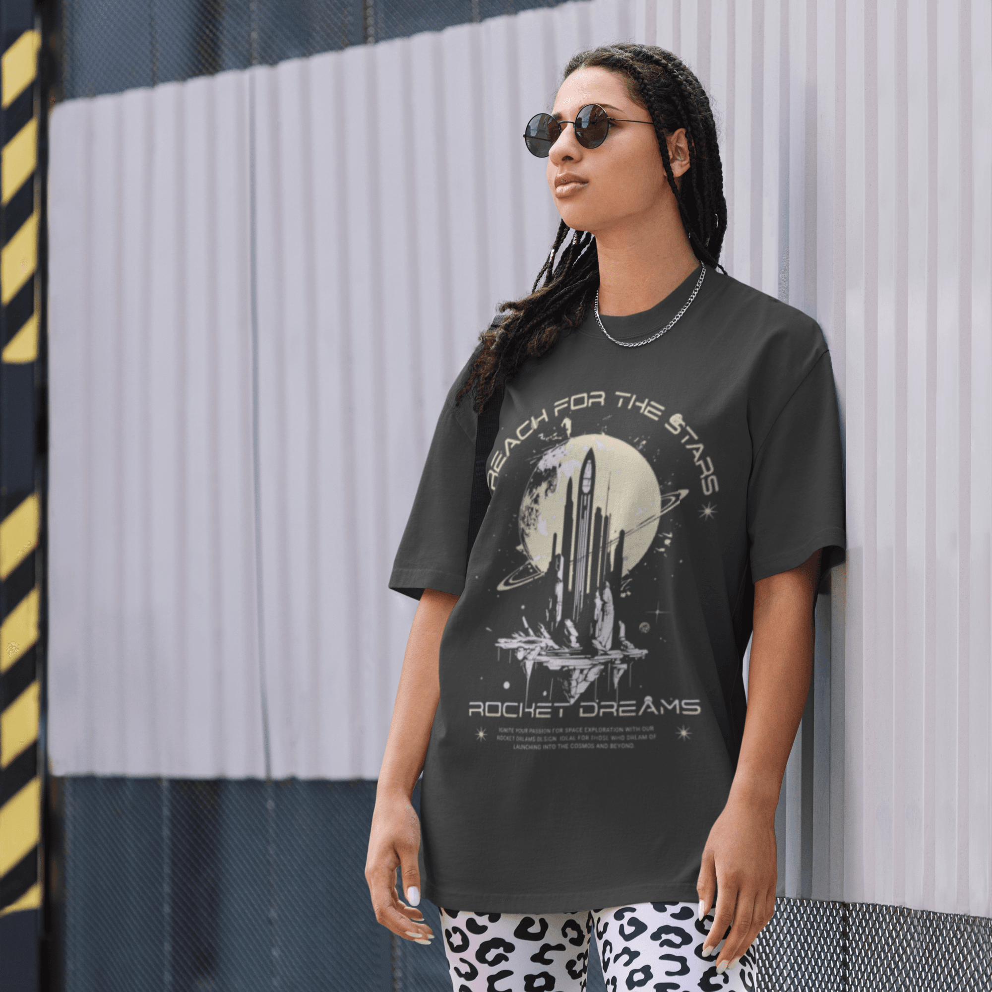Rocket Dreams Printed Oversized Faded T-Shirt