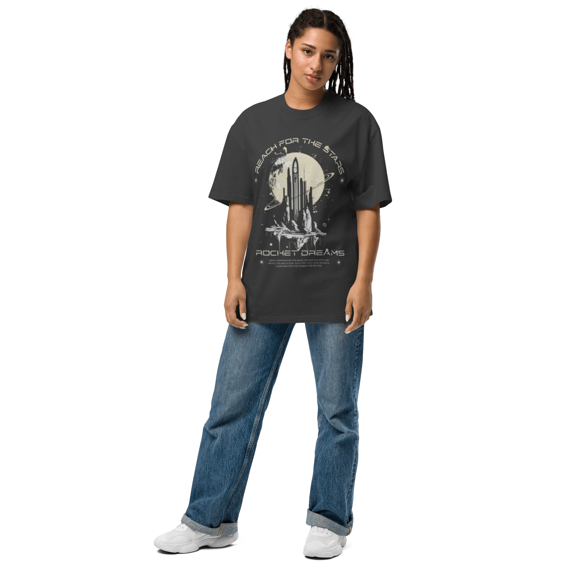 Rocket Dreams Printed Oversized Faded T-Shirt