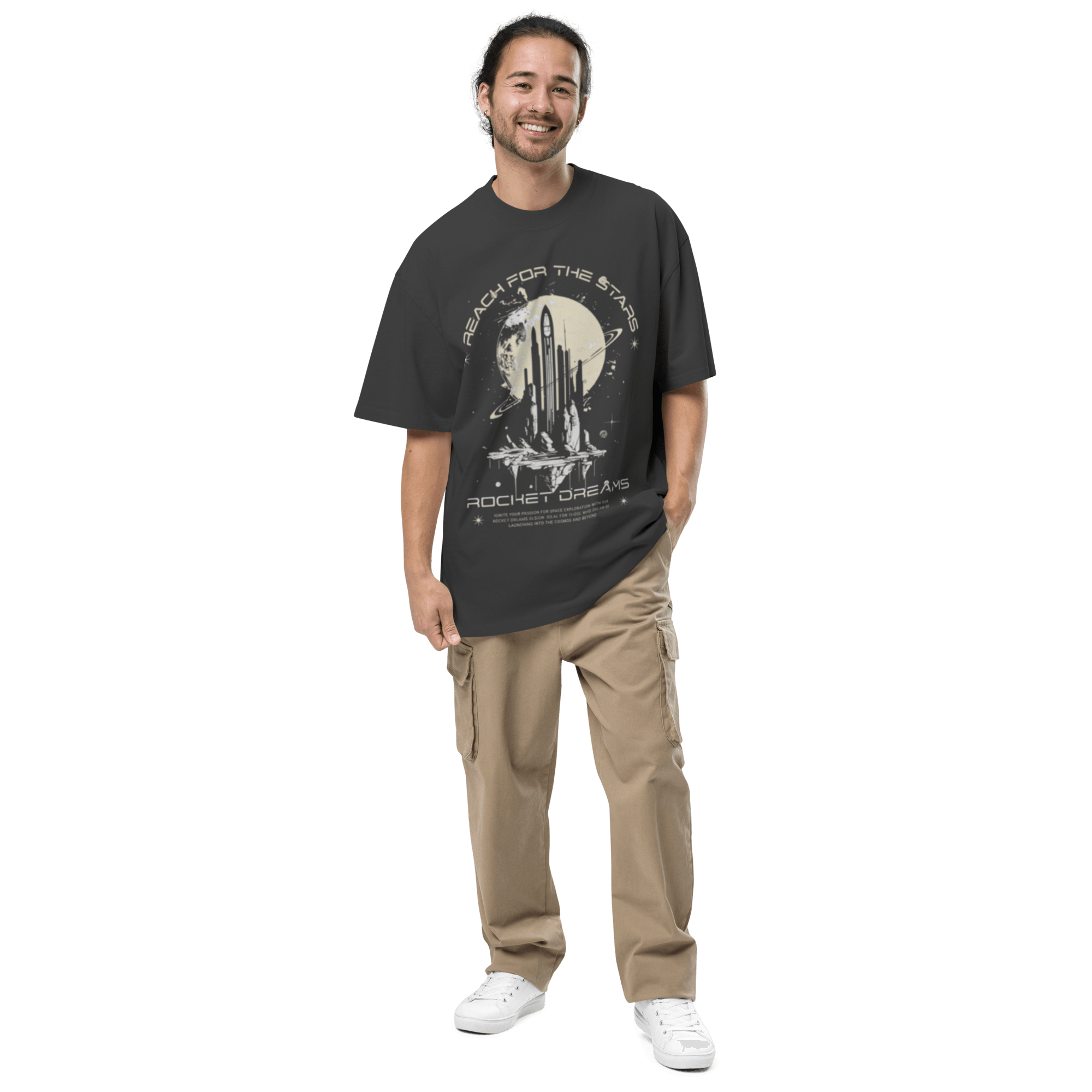 Rocket Dreams Printed Oversized Faded T-Shirt
