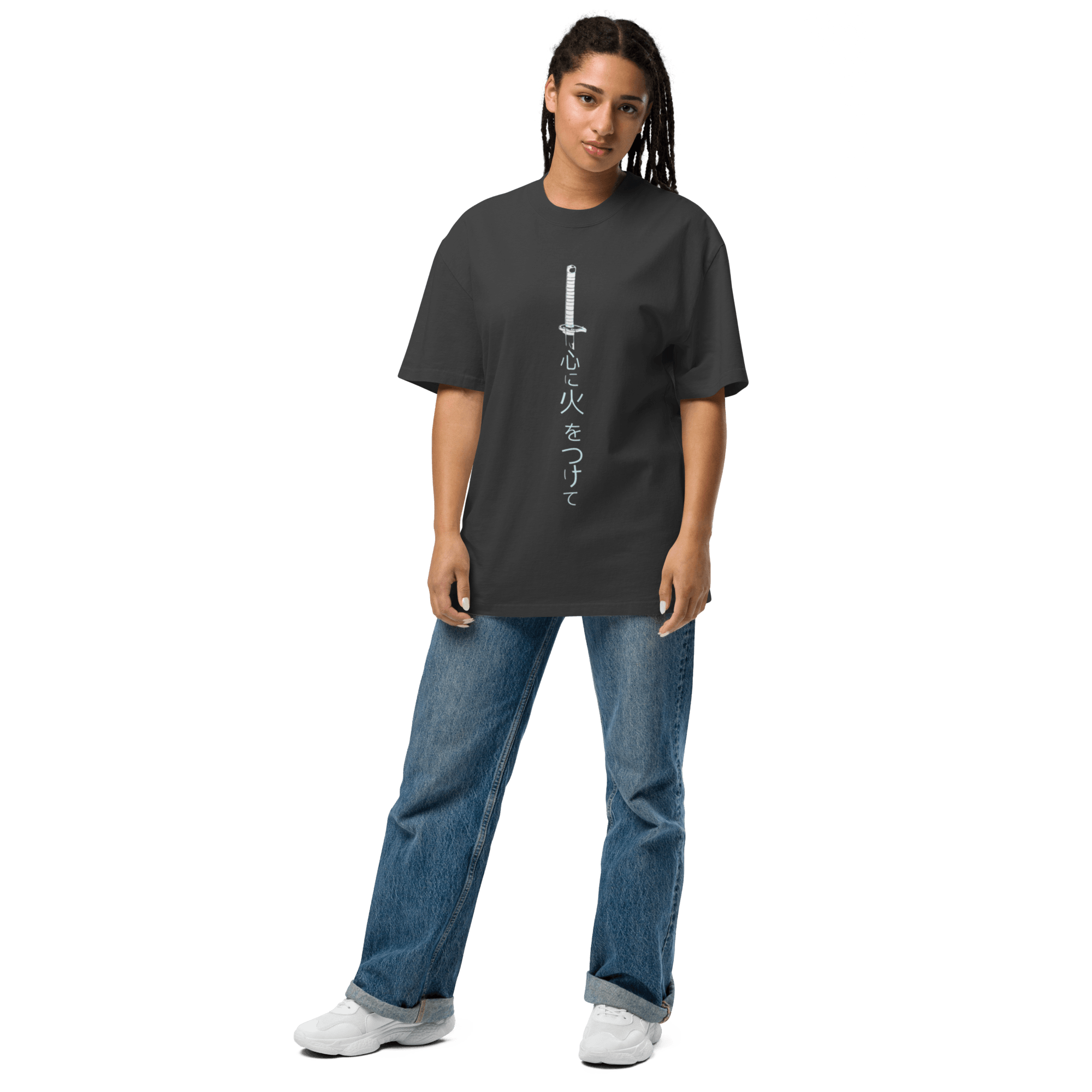Japanese Embroidered Sword Oversized Faded T-Shirt