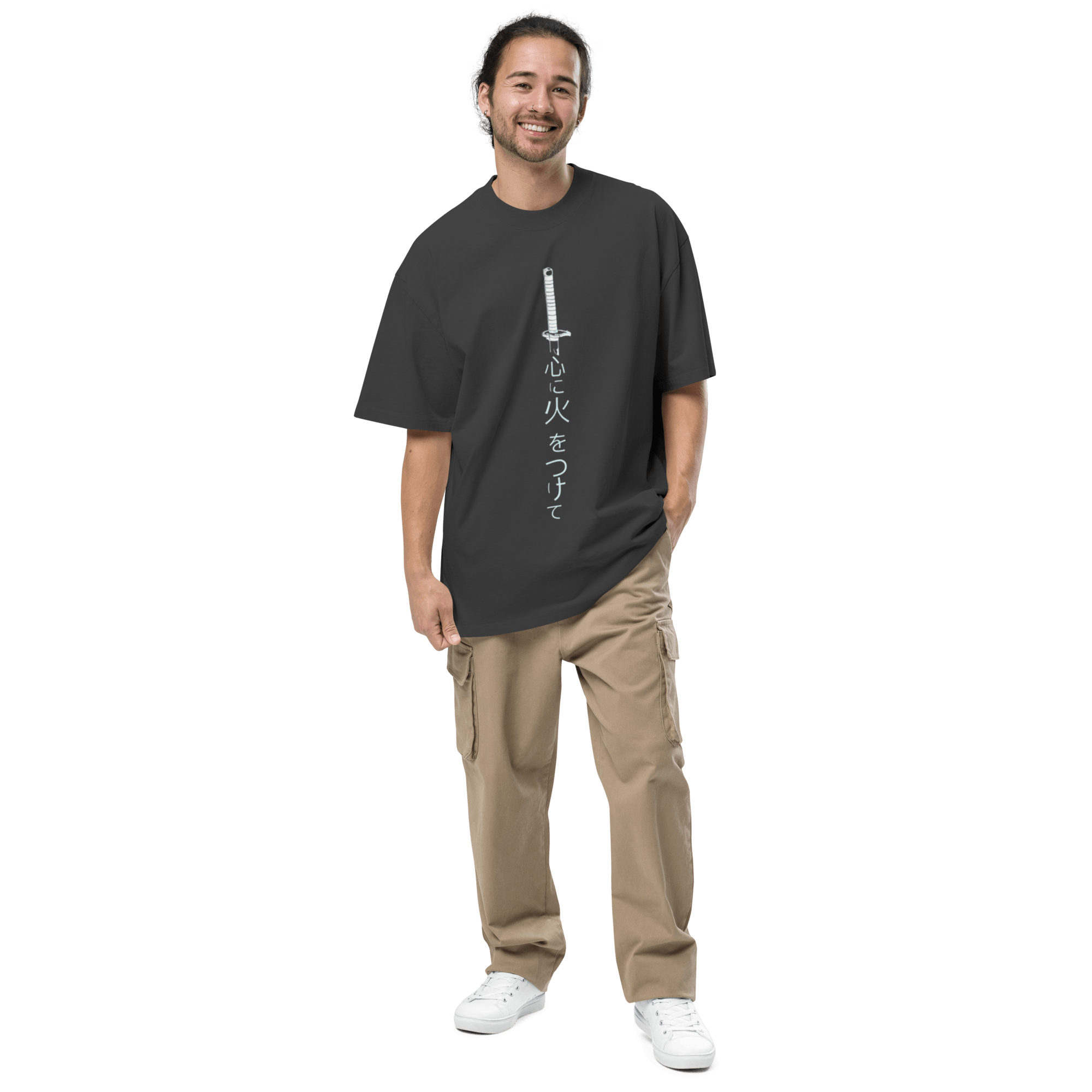 Japanese Embroidered Sword Oversized Faded T-Shirt