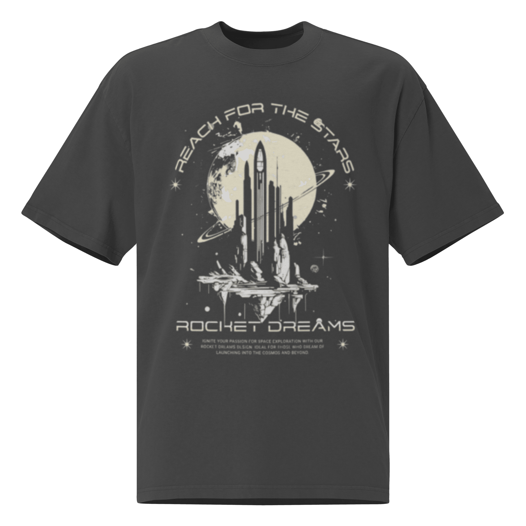 Rocket Dreams Printed Oversized Faded T-Shirt
