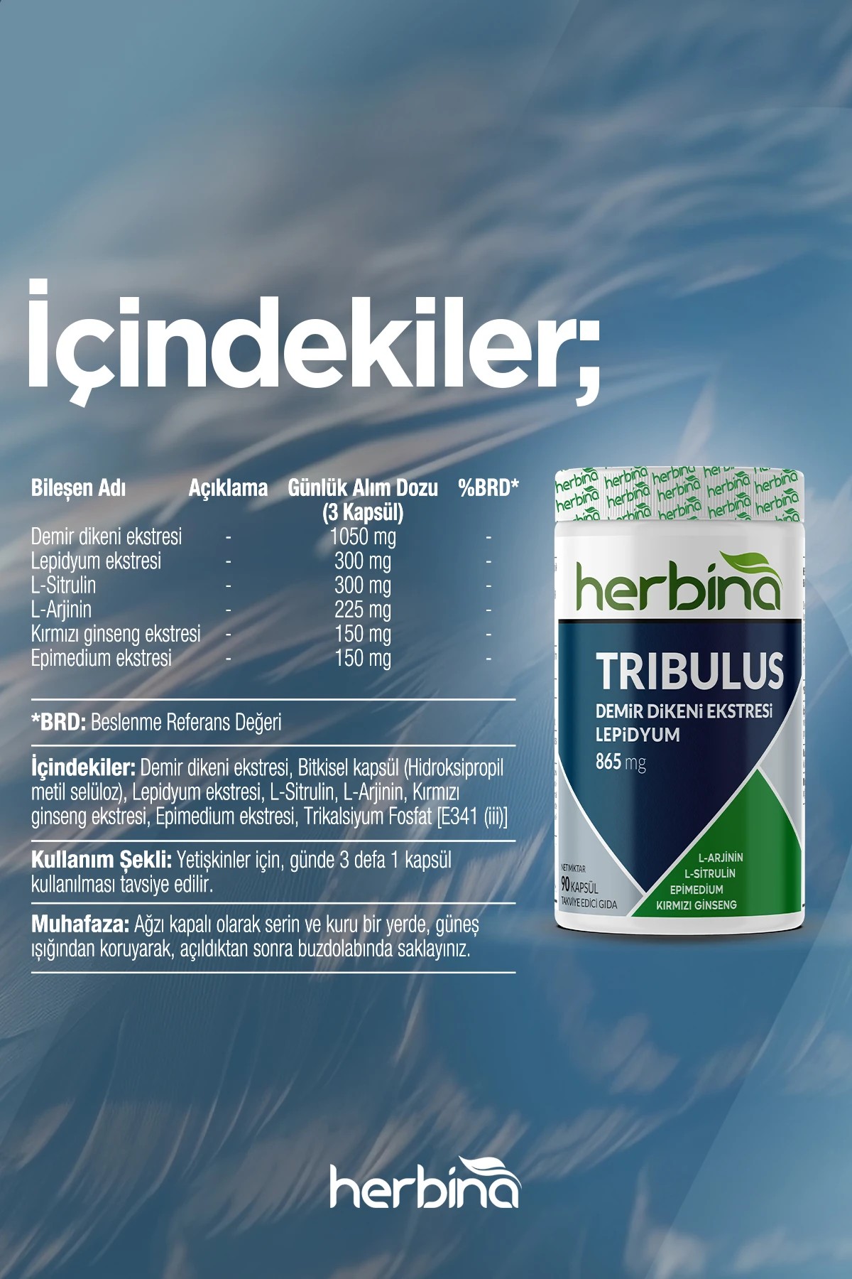 Tribulus (Demir Dikeni Ekstresi) + Lepidyum 90 Kapsül