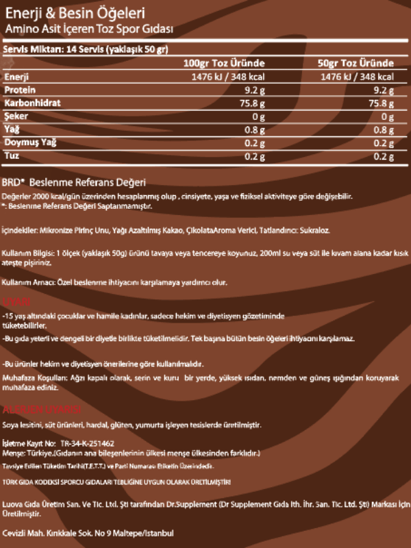 RİCE MEAL 700 GR 14 SERVİS ÇİKOLATA AROMALI