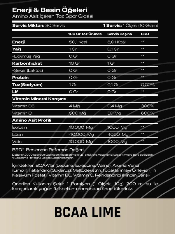 BCAA 4:1:1 300 GRAM 30 SERVİS COOL LİME