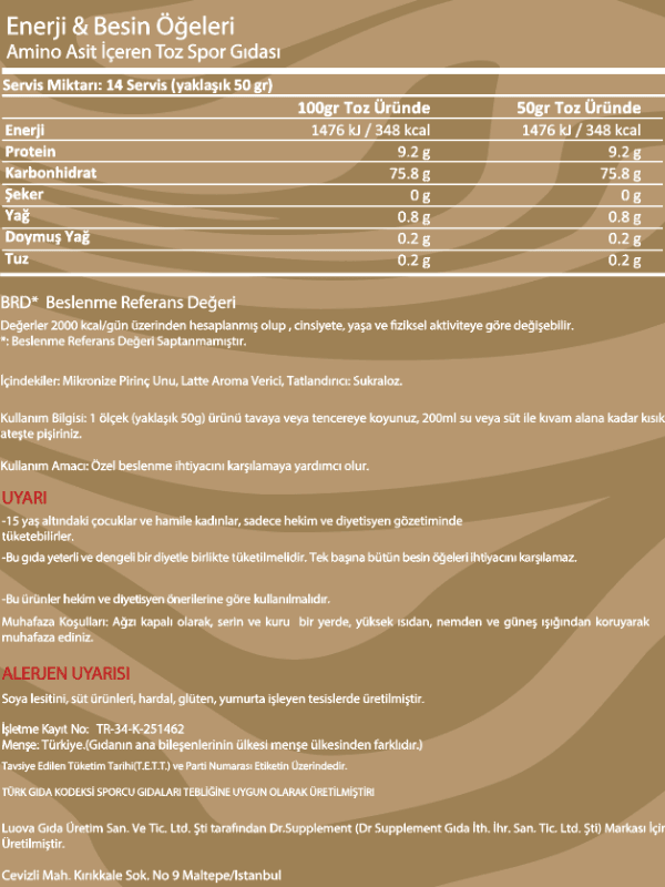 RİCE MEAL 700 GR 14 SERVİS LATTE AROMALI