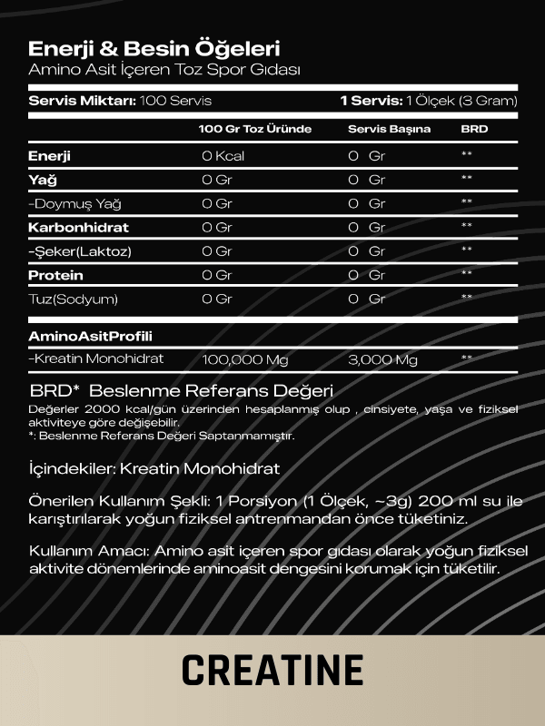 GOLDEN CREATINE MONOHİDRAT 300 GRAM 100 SERVİS