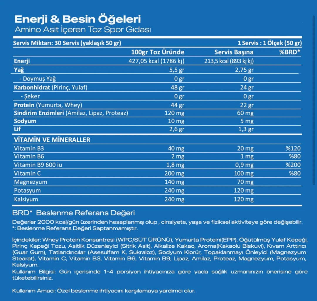 SUPPMEAL ÖĞÜN TOZU 1500 GR 30 SERVİS ÇİKOLATALI BİSKÜVİ PARÇALI