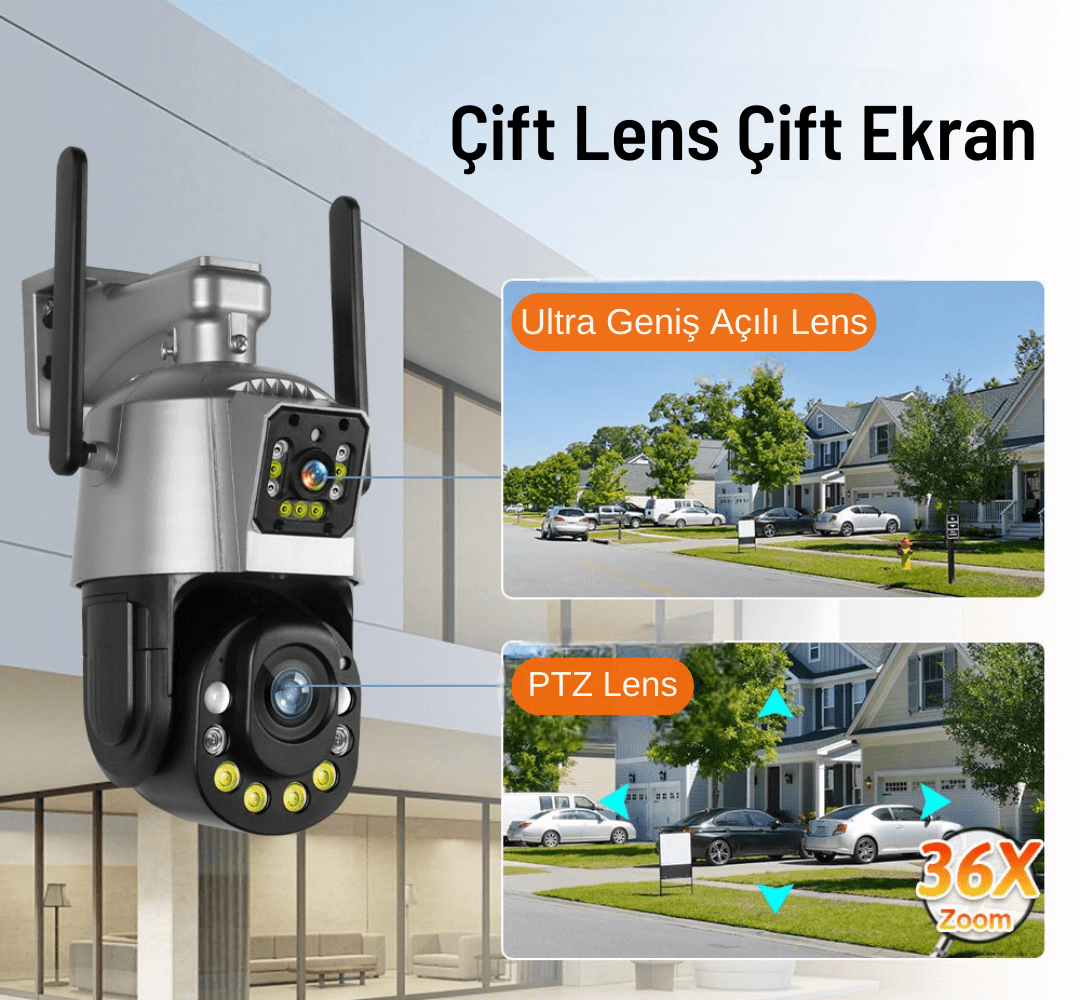 6MP 36X Optik Zoomlu Wifi Çift Lensi IP PTZ Kamera