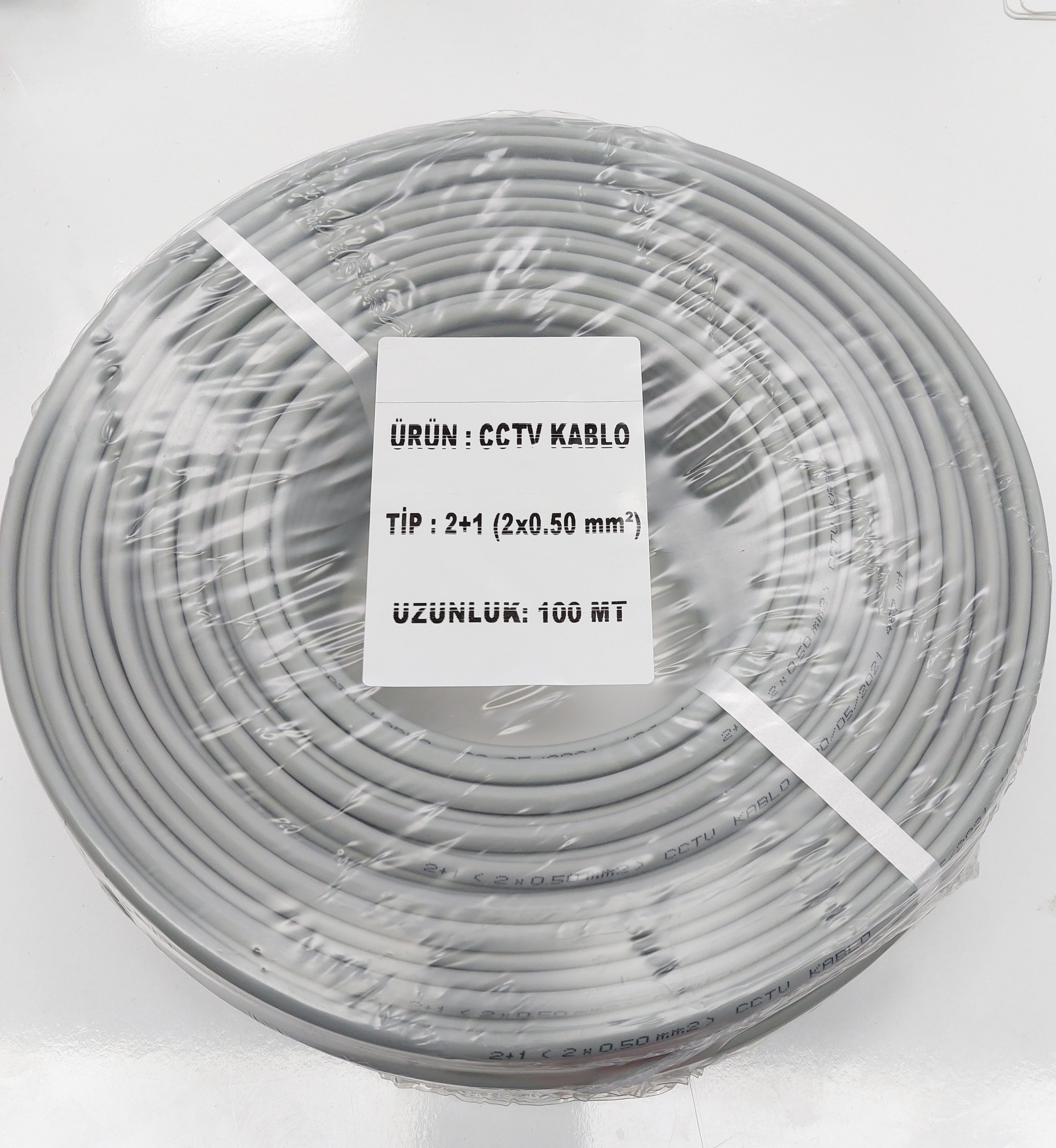 100 Metre 2+1 0.50mm CCTV Kamera kablosu