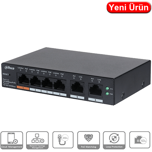 Dahua CS4006-4ET-60 Port Cloud Yönetilebilir