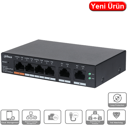 Dahua CS4006-4GT-60 6 Port Cloud Yönetilebilir