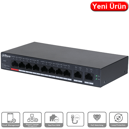 Dahua CS4010-8ET-110 110watt Yönetilebilir Poe Switch