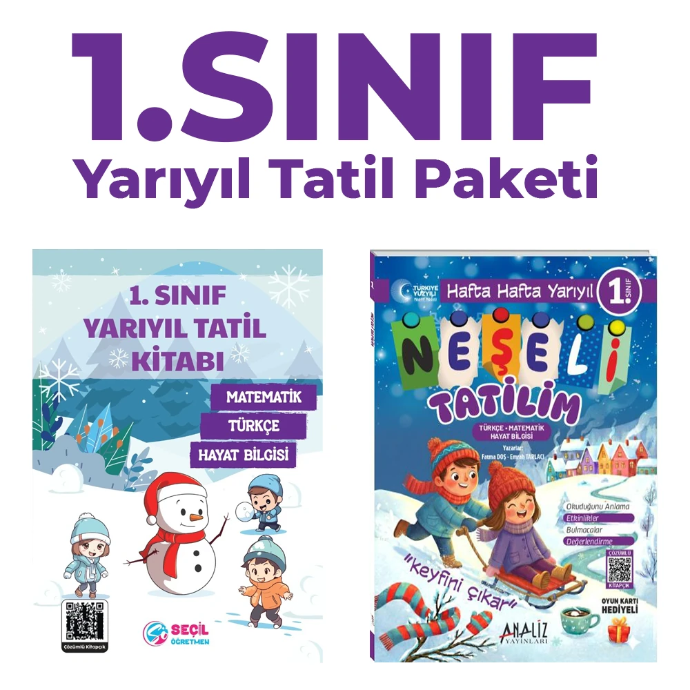 1.Sınıf Yarıyıl Tatil Paketi | Neşeli Tatilim + 1. Sınıf Yarıyıl Tatil Kitabı