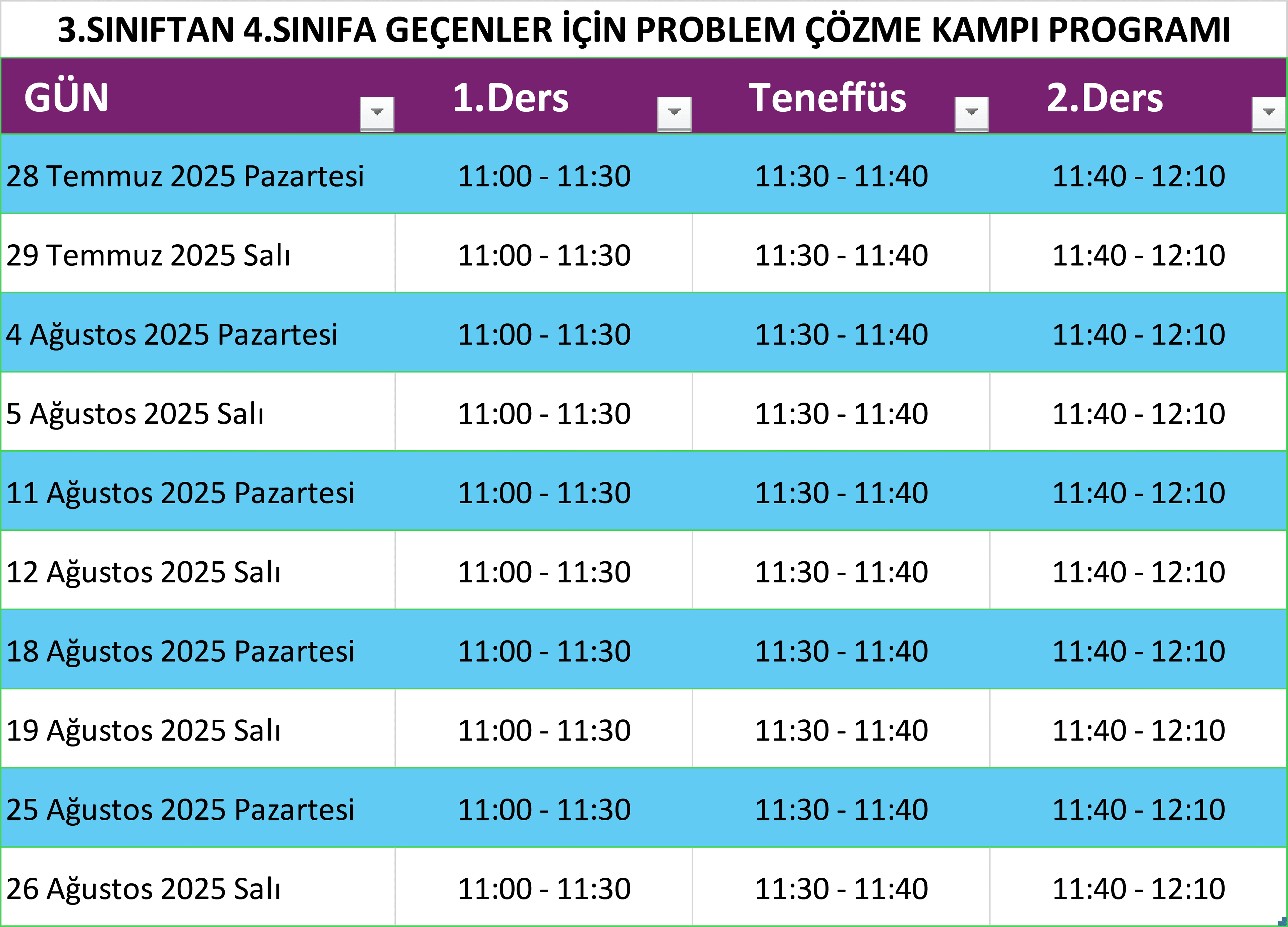 Oya Öğretmen ile 3.Sınıftan 4.Sınıfa Geçenler için Problem Çözme Kampı