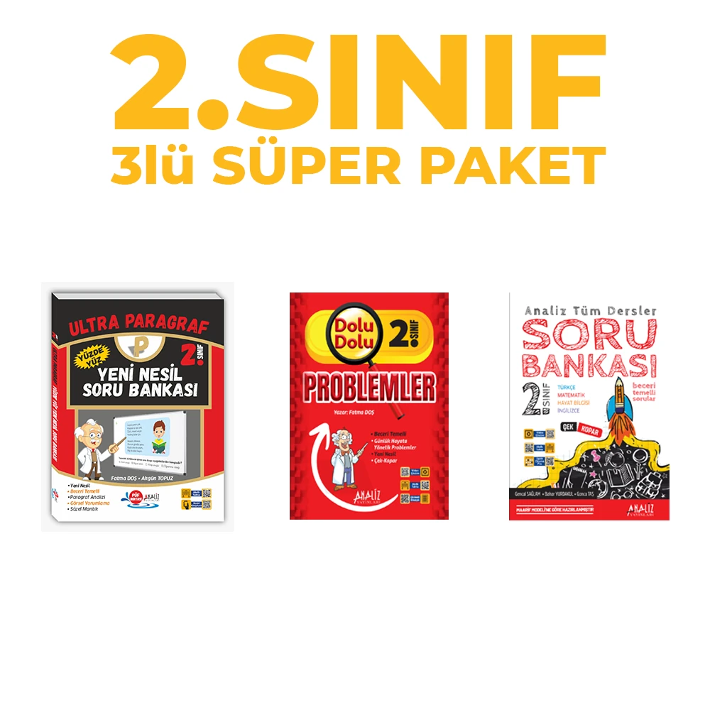 2.Sınıf 3’lü Süper Paket – Yeni Nesil Soru Bankası + Problem Kitabı + Tüm Dersler Soru Bankası | 2. Sınıf Kaynak Seti