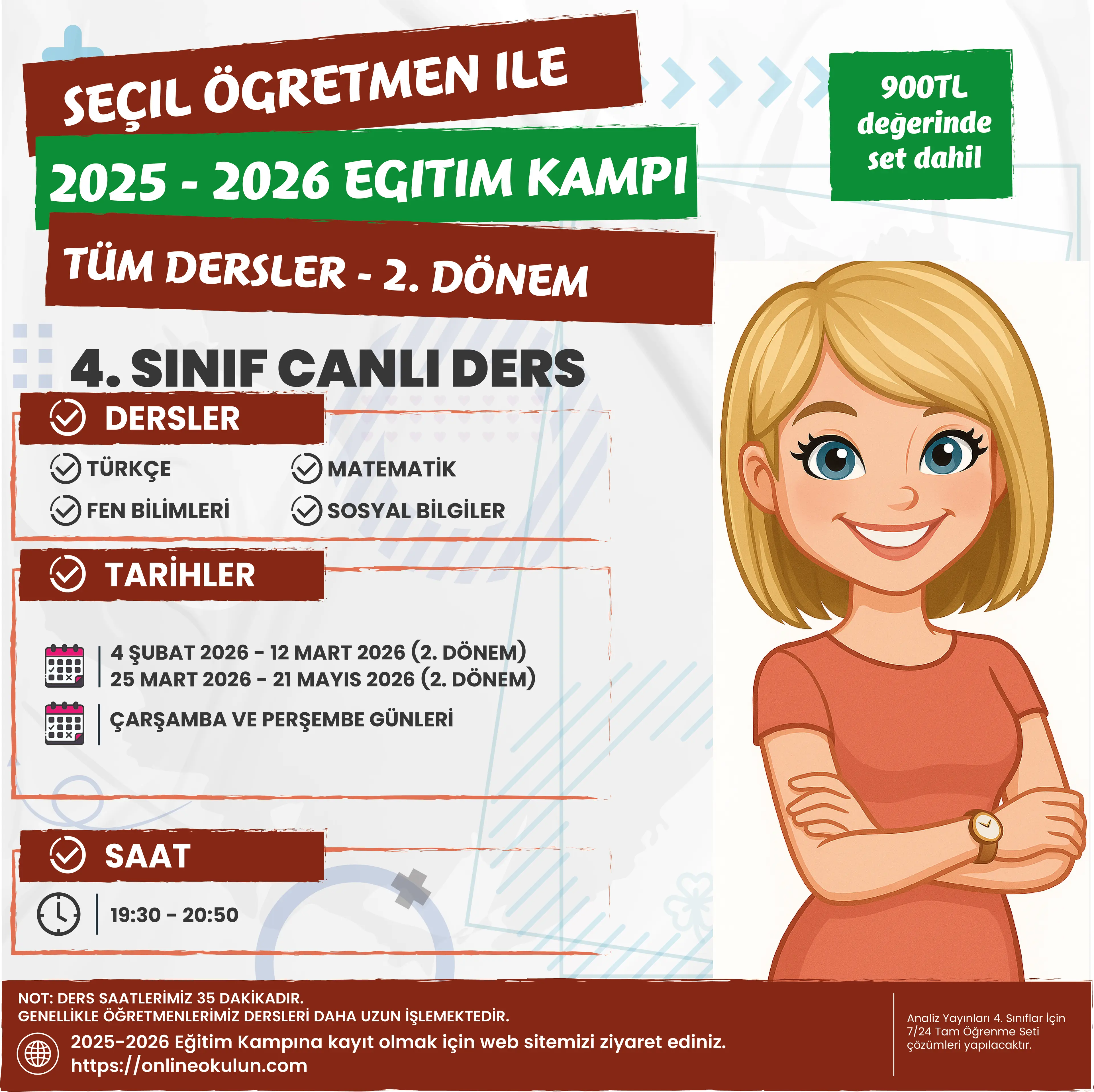 4.Sınıf Seçil Öğretmen ile 2025-2026 Eğitim Kampı Paketi 2.Dönem